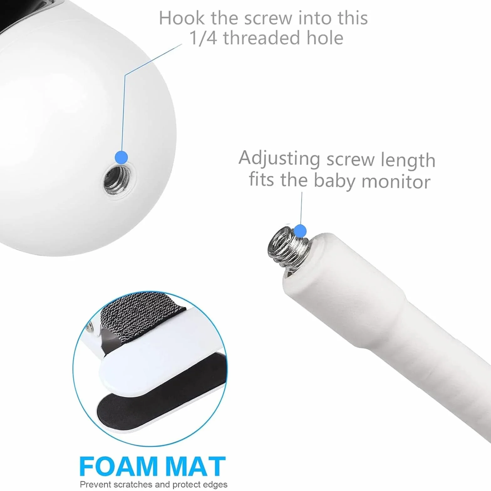 Supporto per fotocamera momcozy Babyphone BM01/BM03/BM04, universale, per GHB/BOIFUN/ieGeek/OBVHNUA/Owlet Babyfon, supporto flessibile per fotocamera con foro filettato standard ¼-20