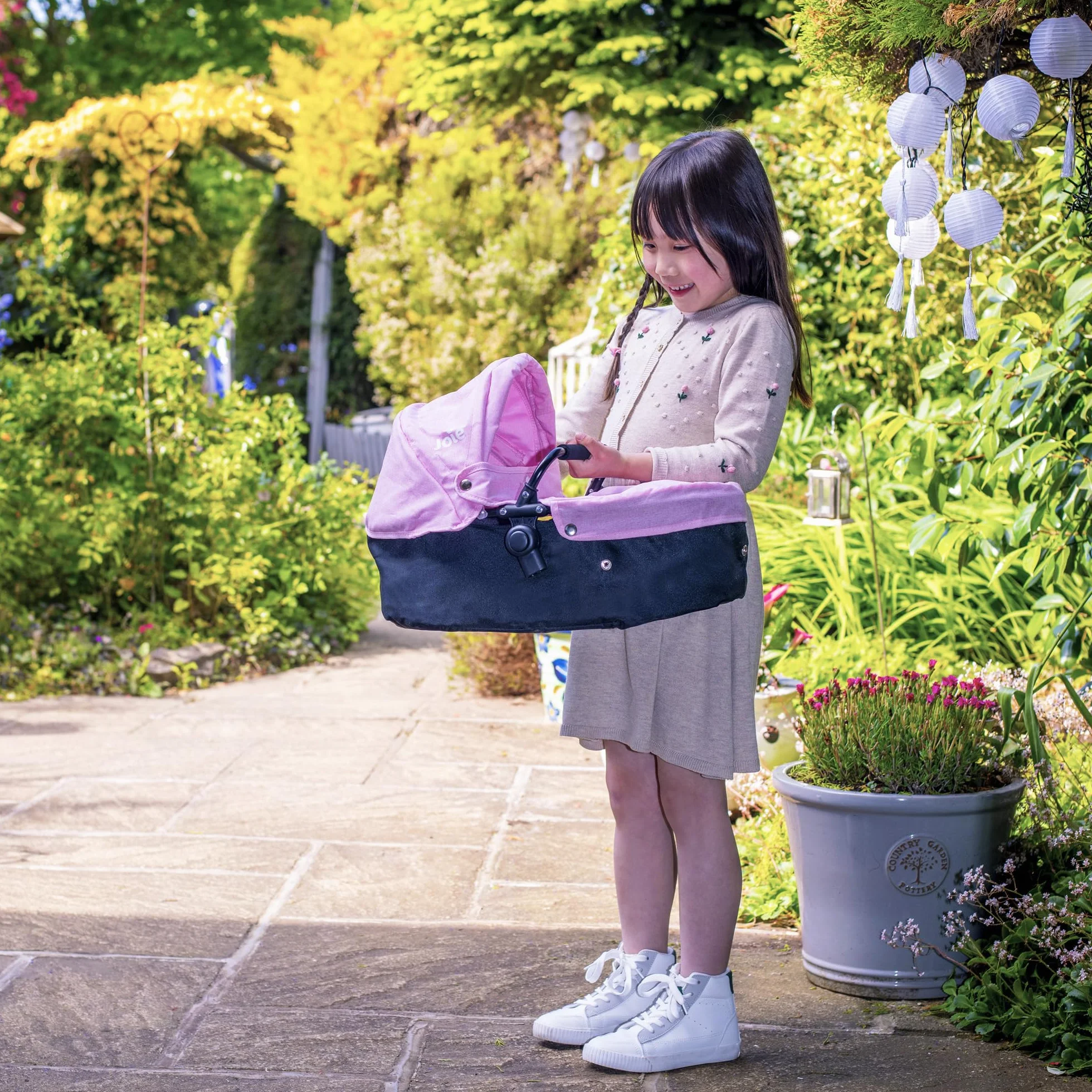 Joie Junior Evalite Twin Passeggino doppio rosa e nero, carrozzina doppia per bambole con maniglia regolabile in altezza e diverse opzioni di seduta, adatto per bambini dai 3 anni in su