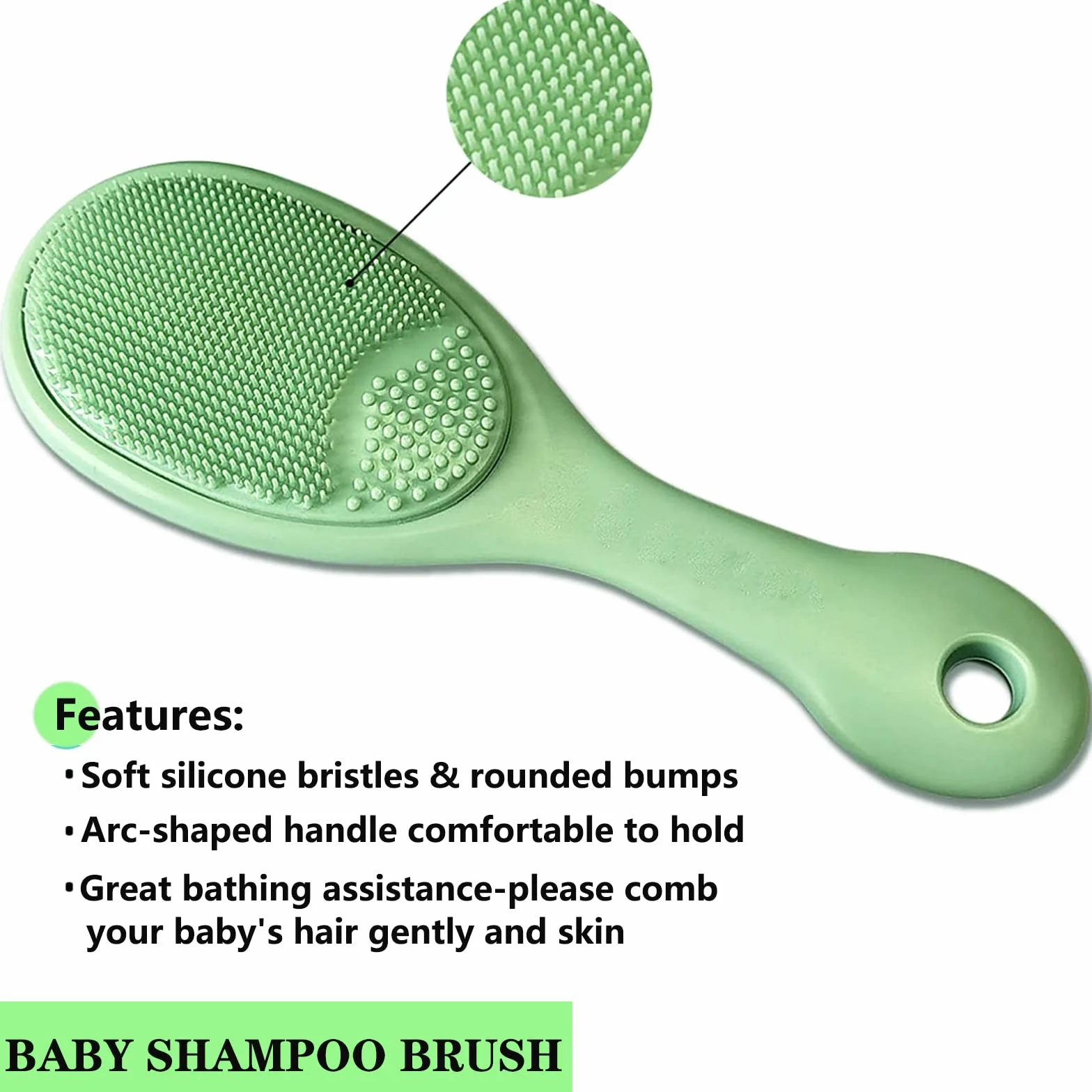 Set di 3 spazzole per capelli e pettini per neonati e bambini, con morbide setole di capra, spazzola da bagno in silicone e pettine per neonati e bambini, regalo perfetto per la lista dei