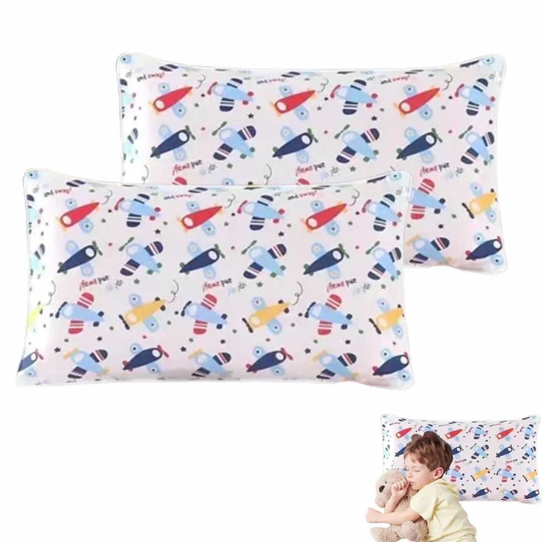 2 pcs Federa Cuscino 100% Cotone con Chiusura a Busta per Bambini e Neonati, Federa Cuscino 40x60 per Carrozzina e Lettino (Aereo)