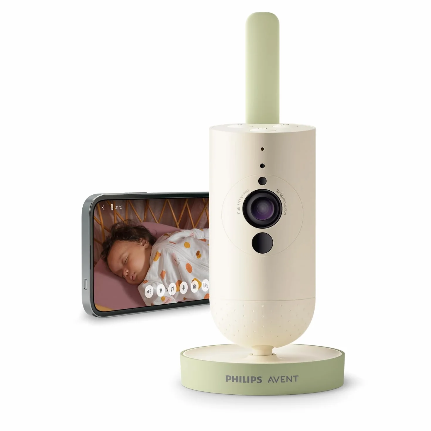 Philips Avent Connected Baby Camera, crittografia sicura e riservata, con app, audio, zoom x2, visione notturna, VOX, funzione di comunicazione a due vie (modello SCD643/26)