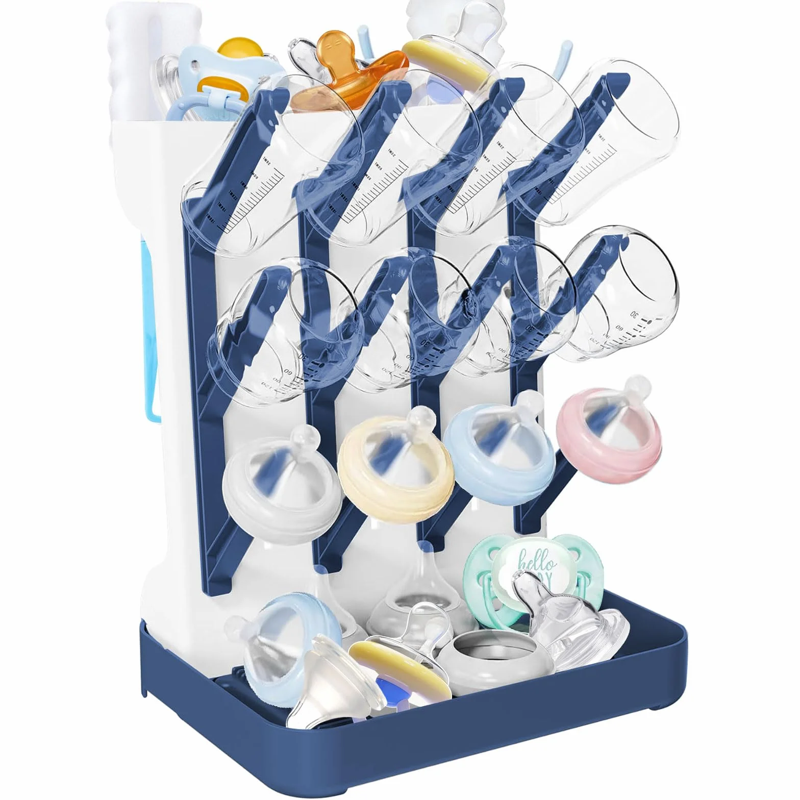 Rwbimti Scolapiatti verticale per biberon, scolapiatti per biberon, salvaspazio, per asciugare biberon, bicchieri, accessori (blue)