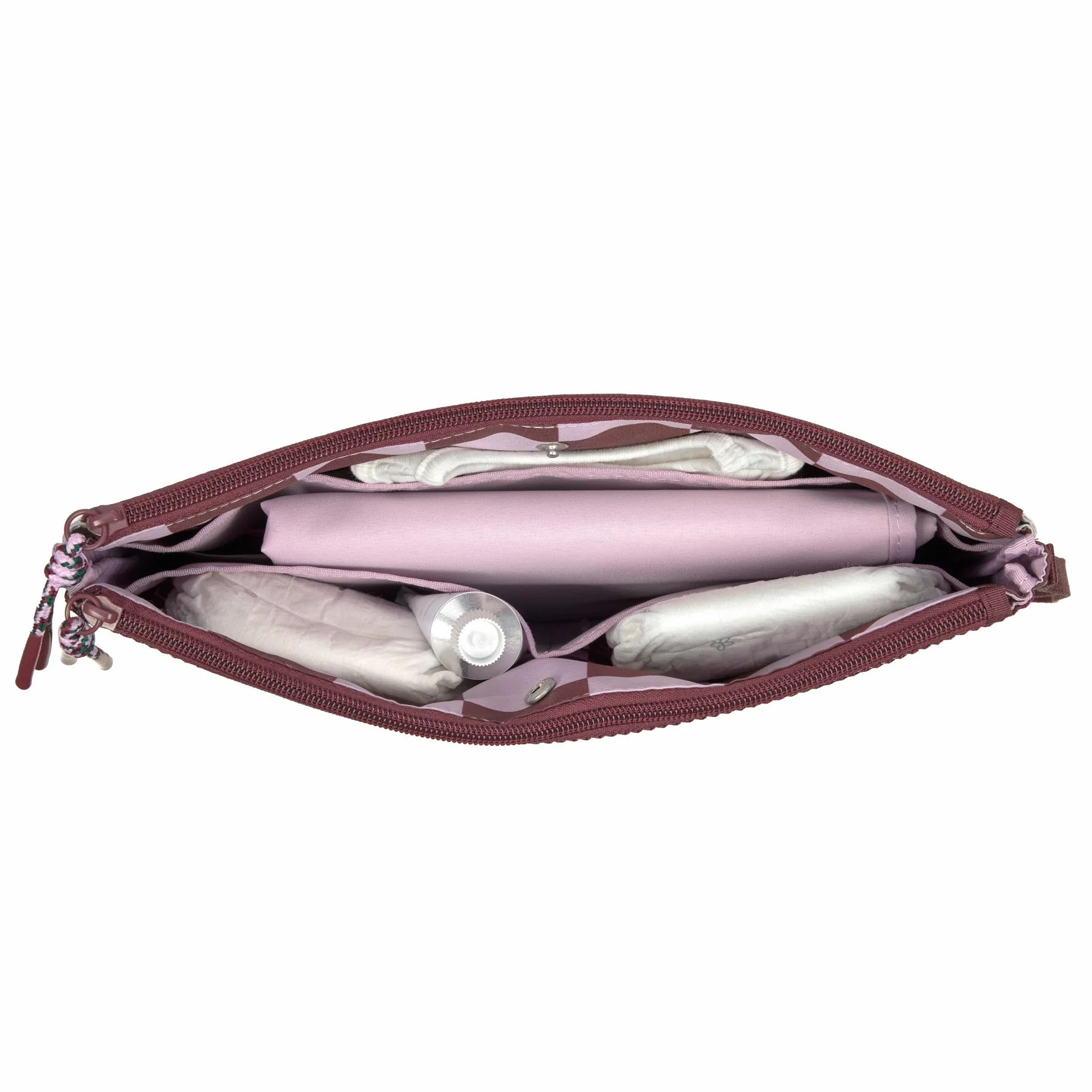 LÄSSIG Borsa per pannolini con fasciatoio per i bambini in movimento/Casual Changing Organizer deep red/lavender