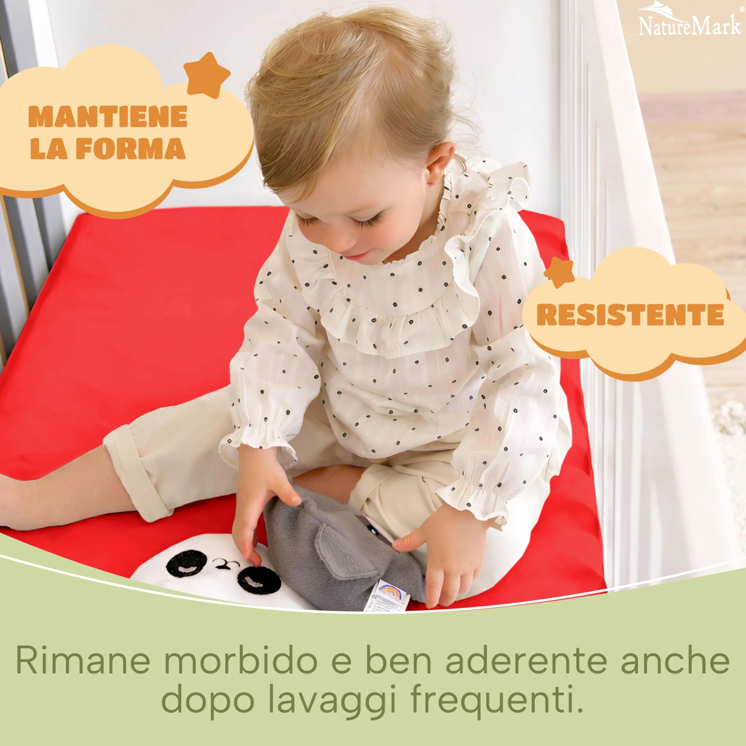 NatureMark Lenzuolo con angoli elasticizzati per bambini, 70 x 140 cm, morbido jersey, 100% cotone, set da 2 per culla e culla, rosso