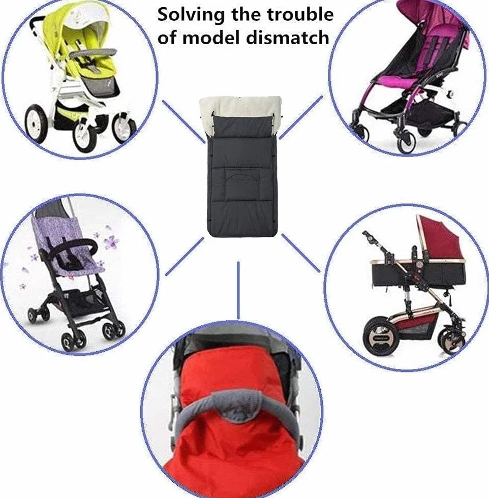 Sacco Termico Passeggino Universale, Invernale Coprigambe Passeggino Universale con Fodera in Caldo Pile e Cerniera Regolabile, Staccabile e Antiscivolo, Coprigambe per Passeggino,Culla, Carrozzina
