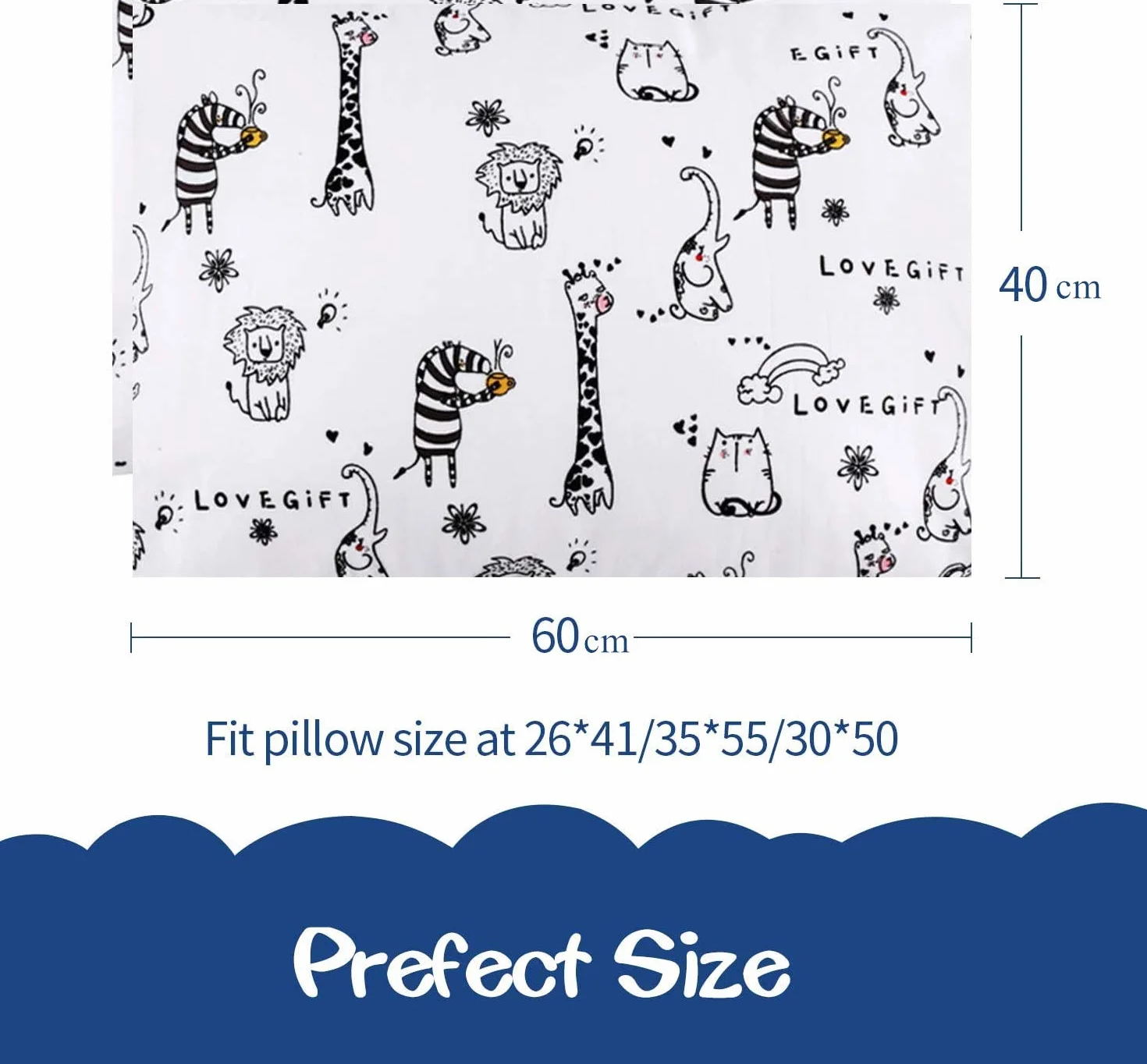 Coppia di federe per cuscino per lettino da 40 x 60 cm, confezione da 2 federe per cuscino in 100% cotone, per ragazzi e ragazze, con chiusura a busta, lavabile in lavatrice, federa da viaggio