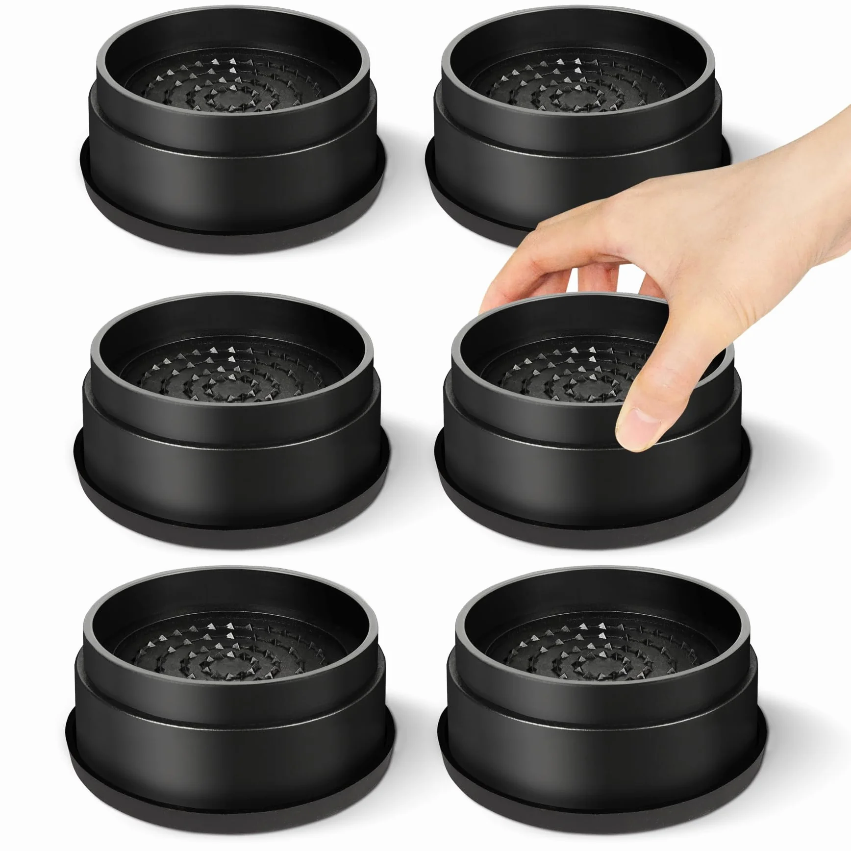Rialzi per letto, 2,5 cm, rotondi, impilabili, antiscivolo, per sedie, divani, tavoli, set da 6 pezzi, colore nero (2,5 cm, 6 pezzi)