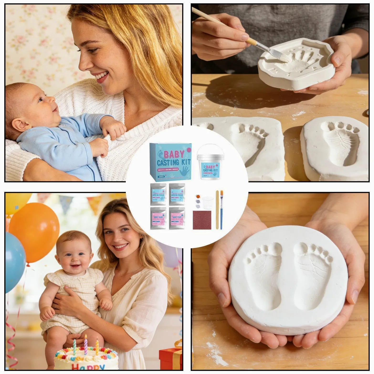 Kit per Impronte di Piedi Fai da te per Mani e Piedi con Stampo 3D | Regalo Creativo per Famiglia Per Adulti, Coppie, Famiglie, Bimbi in Età Prescolare