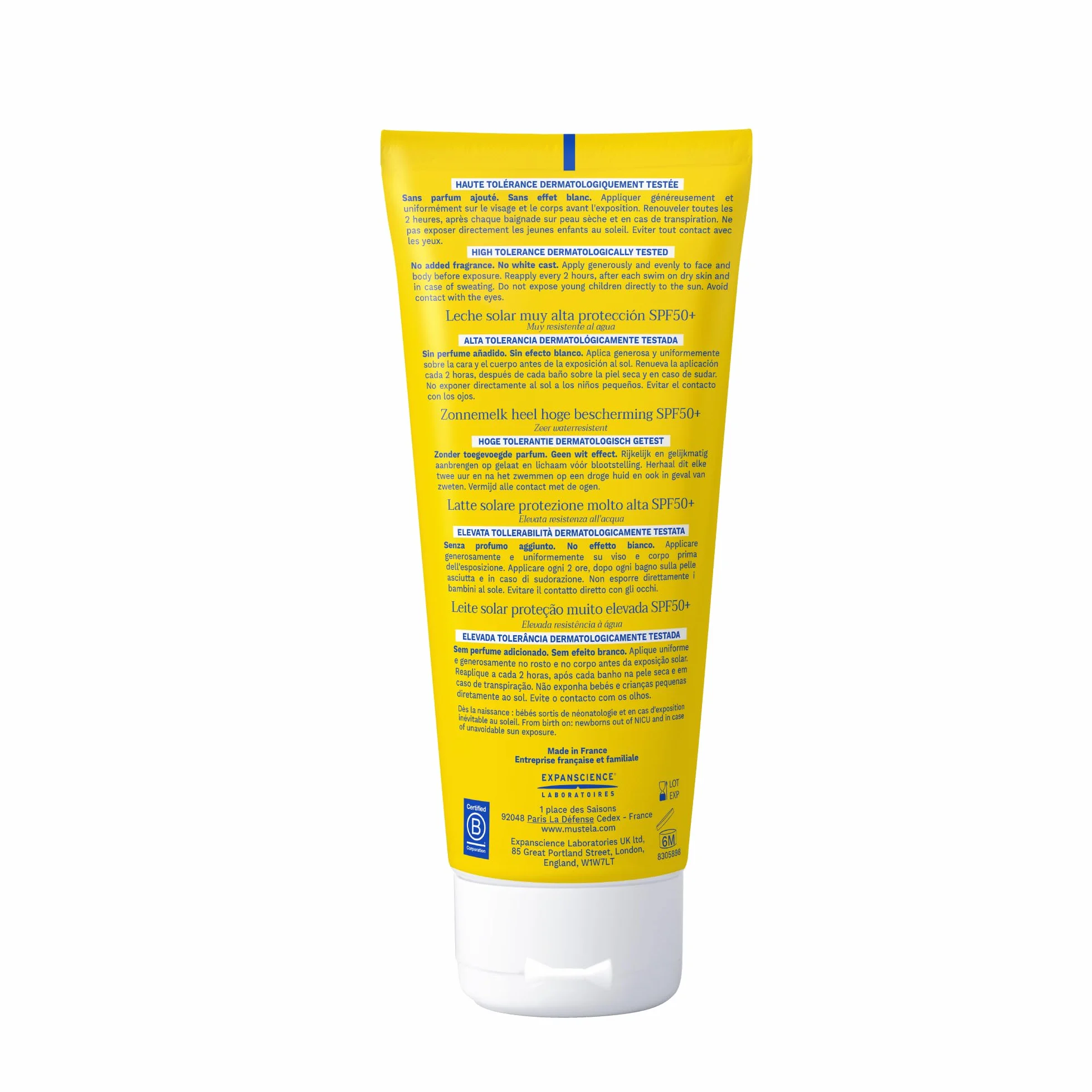 Mustela Latte Solare Spf 50, Viso, Corpo, Con Perseose di Avocado, Neonati, Bambini, Tutta la Famiglia, Adatto in Gravidanza - Protezione Molto Alta dai Raggi UVB e UVA (100ml)