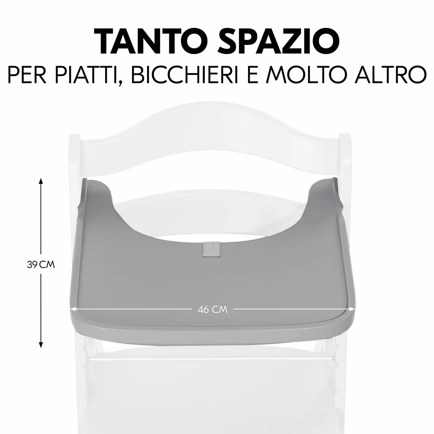 hauck Vassoio Seggiolone Alpha Wooden Tray - Vassoio in Legno di Faggio Cert. FSC, per Seggiolone Pappa Alpha+ e Beta+, Bordo Rialzato - (Grigio)