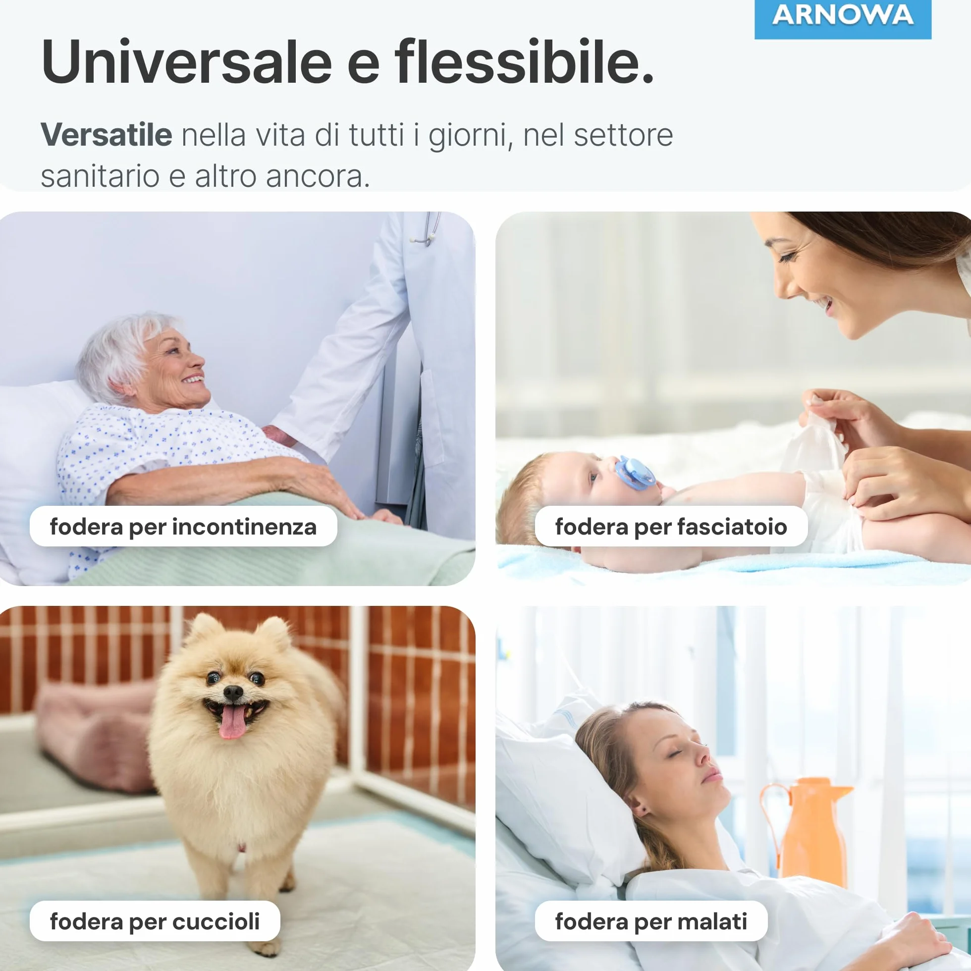 100x ARNOMED assorbente per incontinenza monouso leggero, assorbente 60x90cm, fasciatoio per neonati monouso, assorbente a 5 strati cellulosa, assorbenti per letto monouso, assorbente per incontinenza