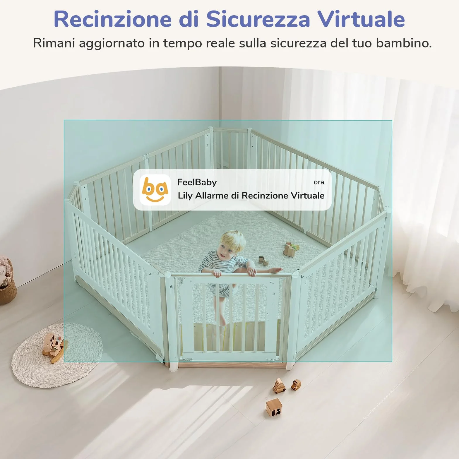 2K 5" Baby Monitor Video, Controllo Tramite Cellulare APP & Monitor, 360° Telecamera Bambini, Visione Notturna, Temperatura, Movimento, Rilevamento Del Pianto, Ninne Nanne, Audio Bidirezionale