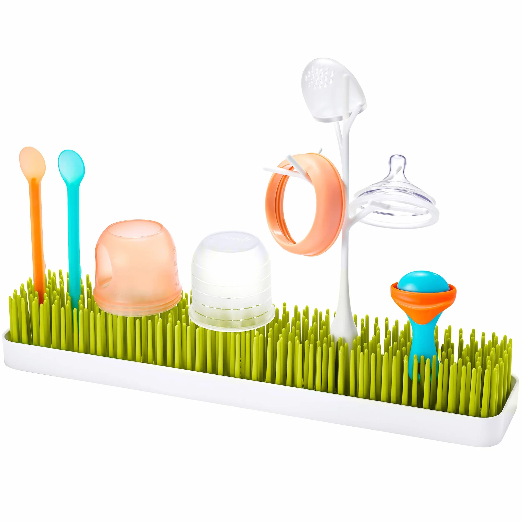 Boon TOMY PATCH Countertop Drying Rack For Baby Bottles And Accessories, Stylish Nursery Accessories, Baby Essentials for New Parents, BPA Green