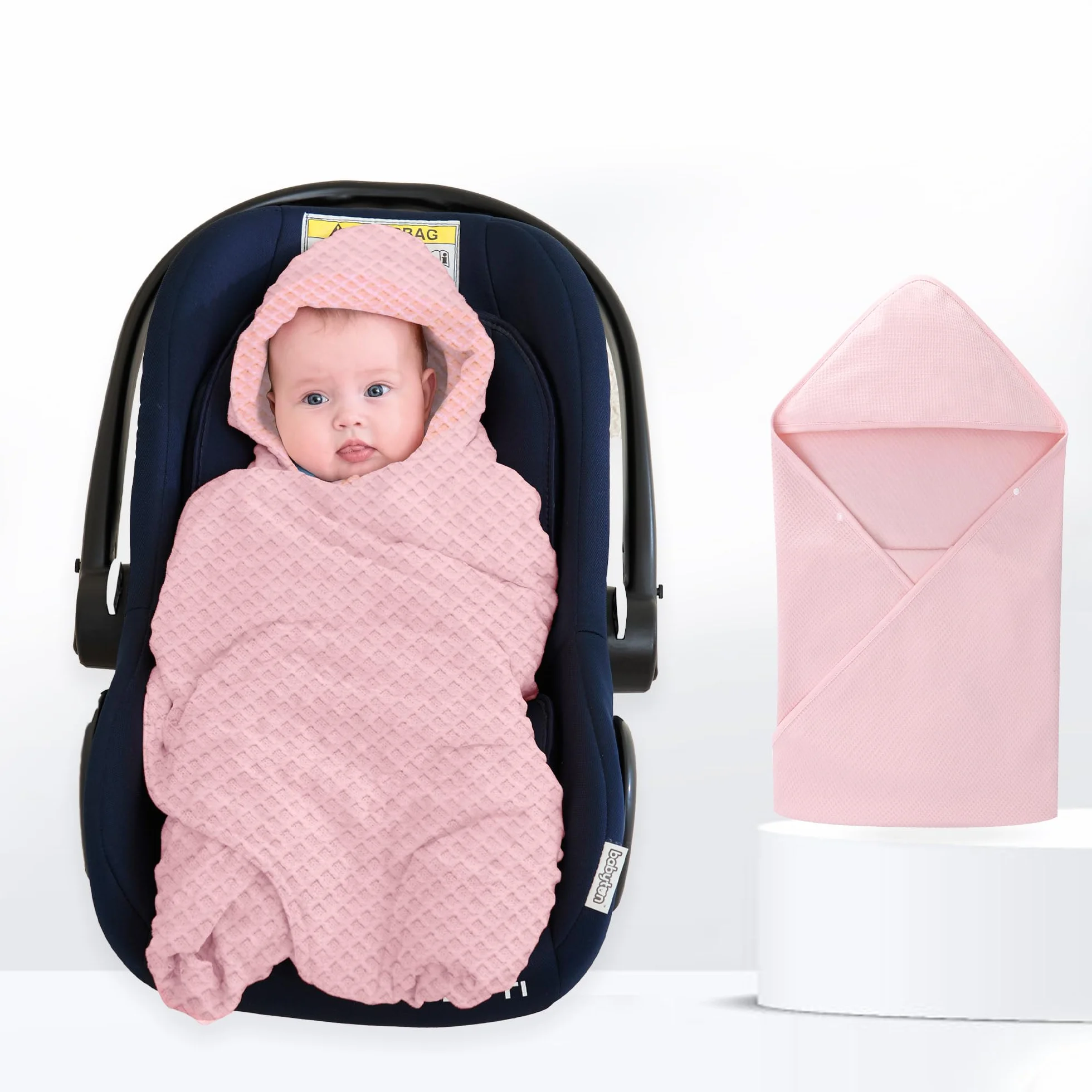 Coperta per ovetto, passeggino, 90 x 90 cm, in tessuto a nido d'ape, universale, per seggiolino auto