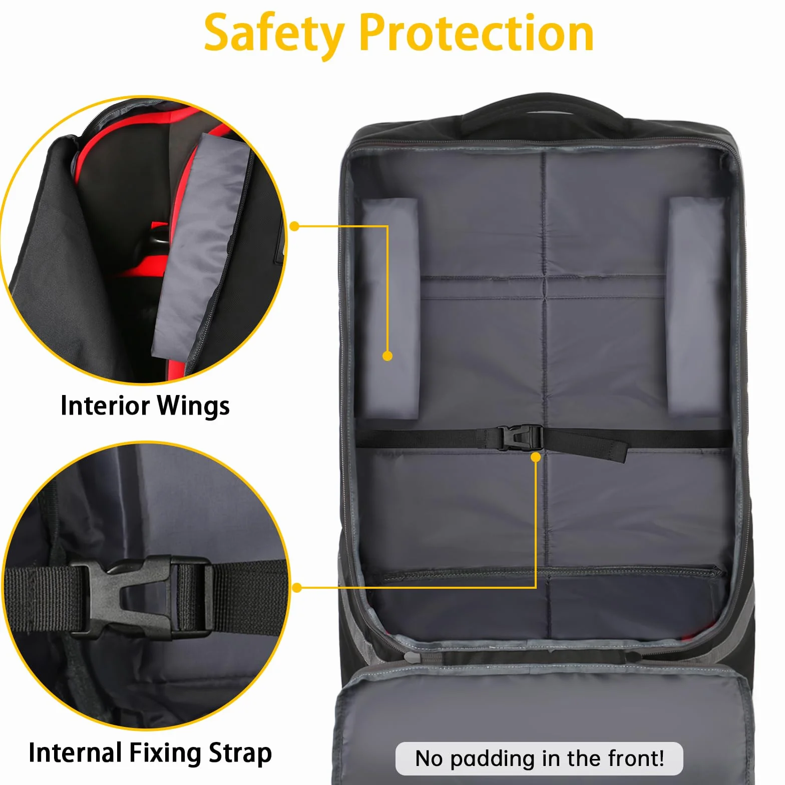 YOREPEK Borsa da Aereo Viaggio per Seggiolino Auto, Adatta Alla Maggior Parte dei Seggiolini Auto, Resistente All'acqua Borsa Da Trasporto Per Carrozzine Con Tracolla, Nero, Kit Siringa Pulisci