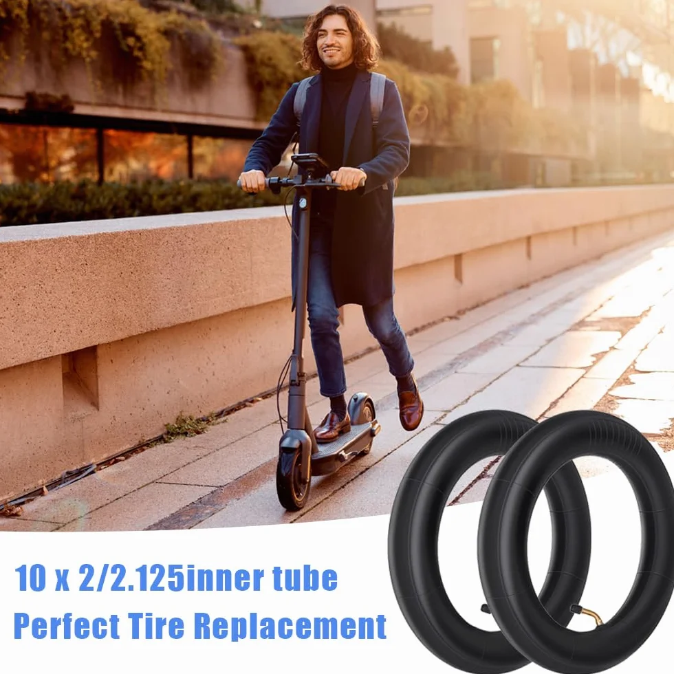 Camera d'aria 10 pollici, 2 pezzi 10 x 2/2.125 pneumatici interni per scooter elettrico con valvola a 45° et 2 leve Pneumatici ad aria rinforzati per pneumatici di carriole