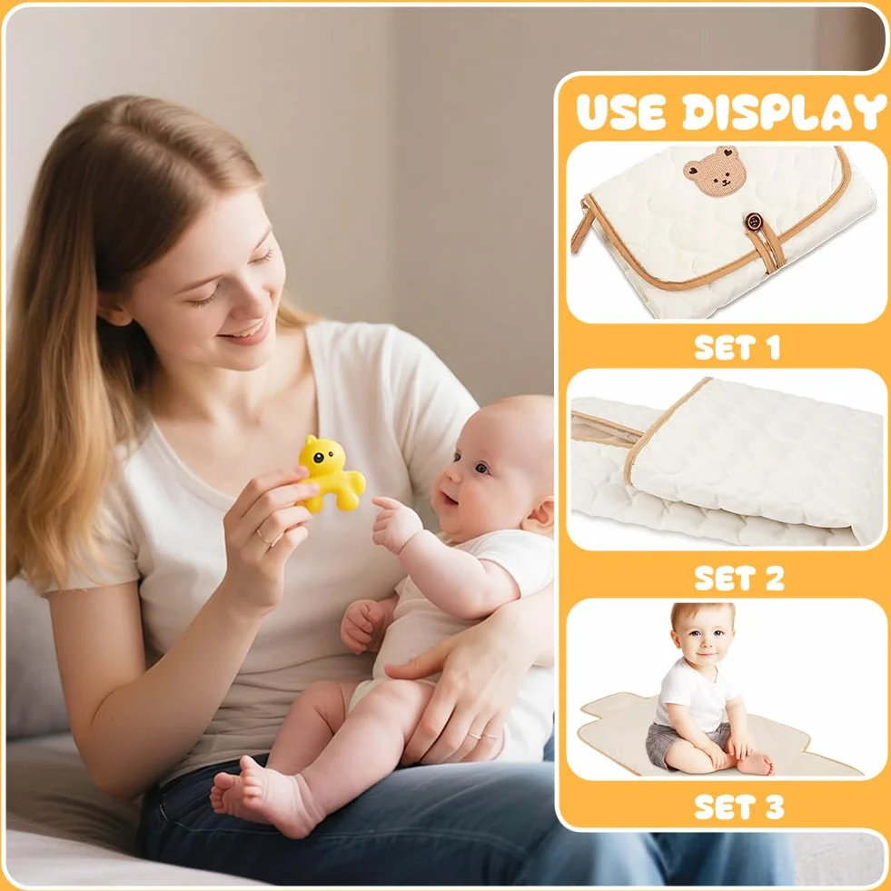 Fasciatoio Portatile Neonato, 87 x 57 CM Pieghevole e Impermeabile Fasciatoio, Cambio Pannolino per Neonato, Esterno, Casa, Viaggio, Regalo Nascita Perfetto per Bimbo e Bimba