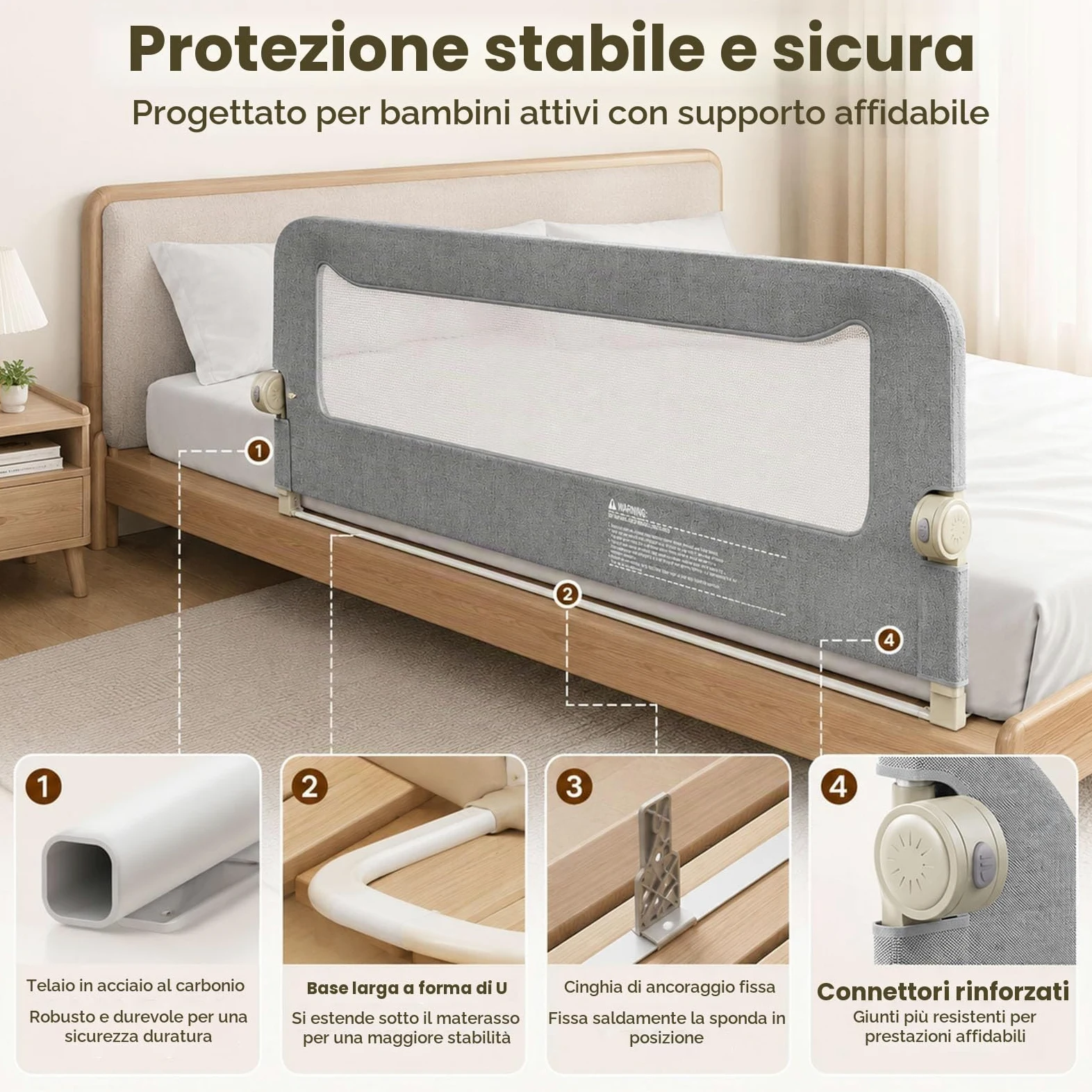 Spondina letto Bambini 150cm, anti-caduta pieghevole Sponde letto Bambini | Sbarra di sicurezza adatta a materassi 10-30cm, mesh traspirante e lavabile, montaggio senza attrezzi