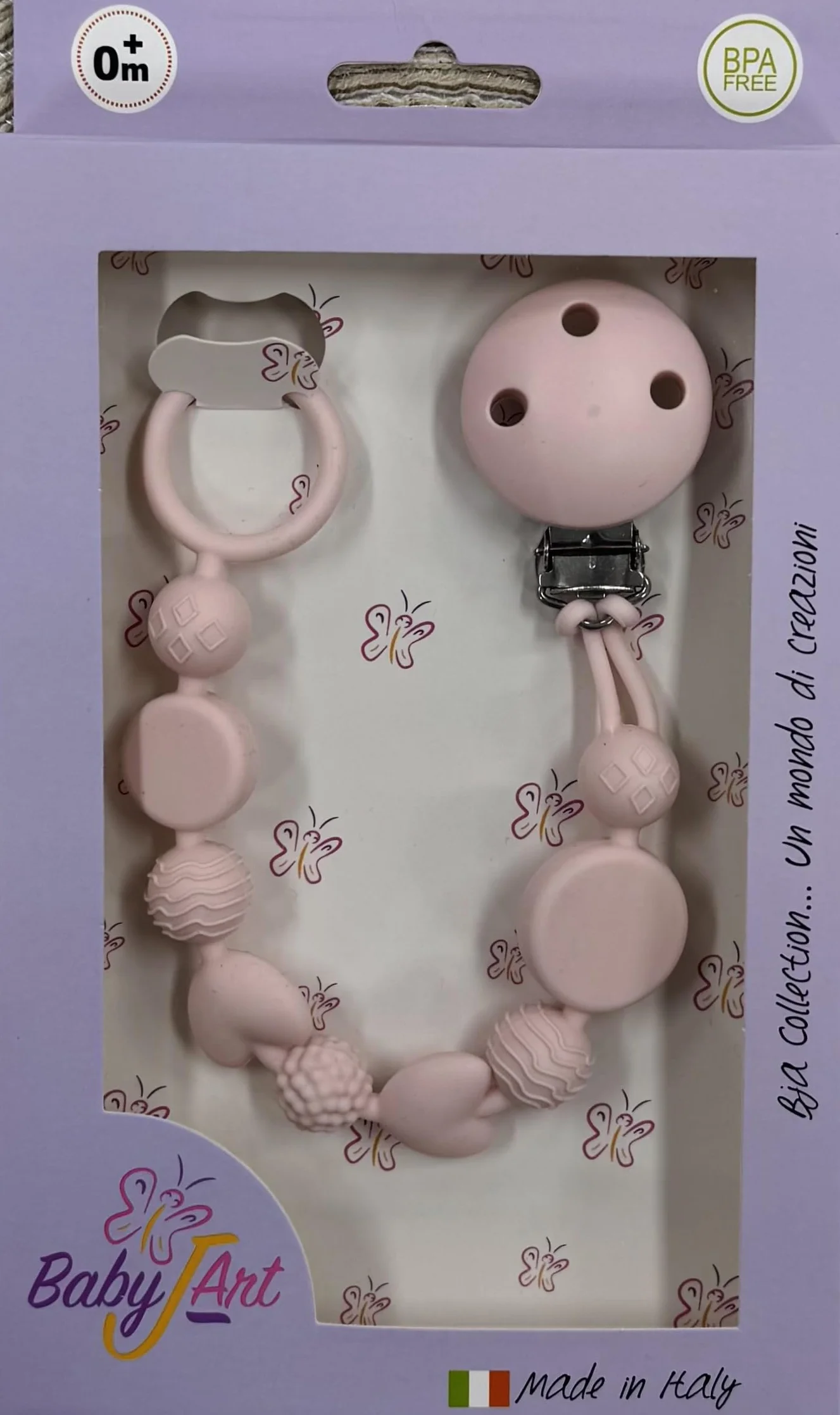 Portaciuccio, Portasucchietto IN SILICONE,Catenella portaciuccio personalizzata con nome BUBBLE BOROTALCO BABYJART,ULTRA LEGGERA,lavabile, sicura per il bambino,compatibile con ciuccio MAM e CHICCO!