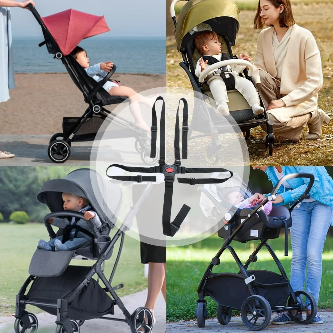 ZKGYUS Cinture Universali per Seggiolone Cinghie per Seggiolone a 5 Punti, Regolabile Cintura di Sicurezza per Bambini per Seggiolino Cinghie Passeggini per Bambini, Nero