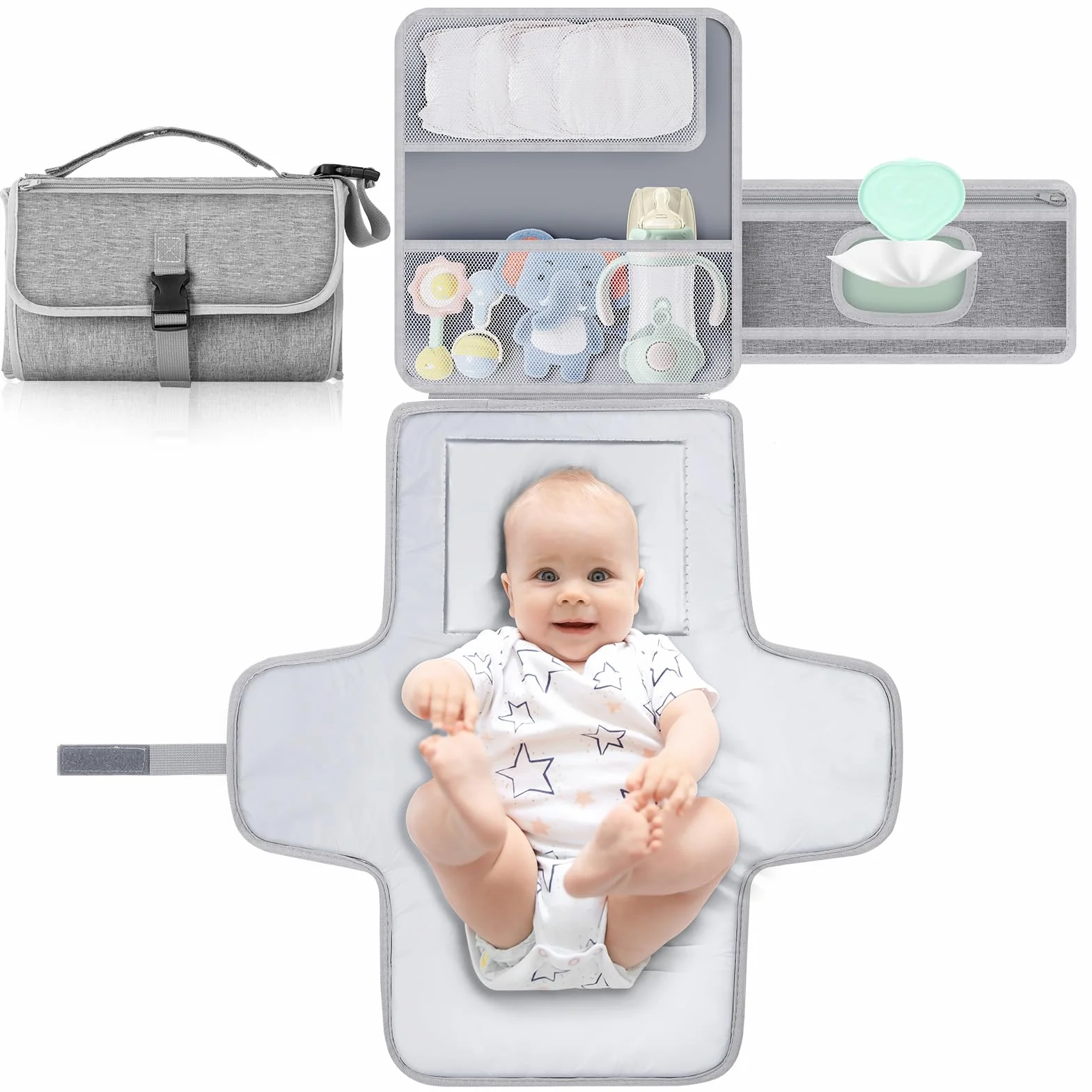Romon Fasciatoio Portatile Neonato, Fasciatoio Portatile Pieghevole e impermeabile, Impermeabile di Alta Qualità, Ideale per Viaggi e Uso Quotidiano, Regalo Perfetto per Mamme e Neonati, 0-3M