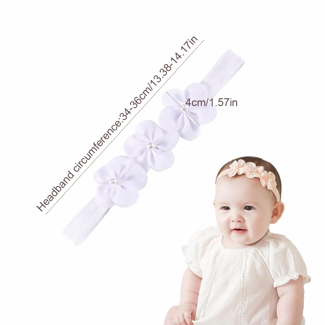 SULIUDAJI 2 Pezzi Fascia Capelli Neonata,Fasce in Gros Grain per Bambine Floreale Copricapo Elastici Fascette Neonata Nastri Capelli per Neonati, Bambina fasce per capelli