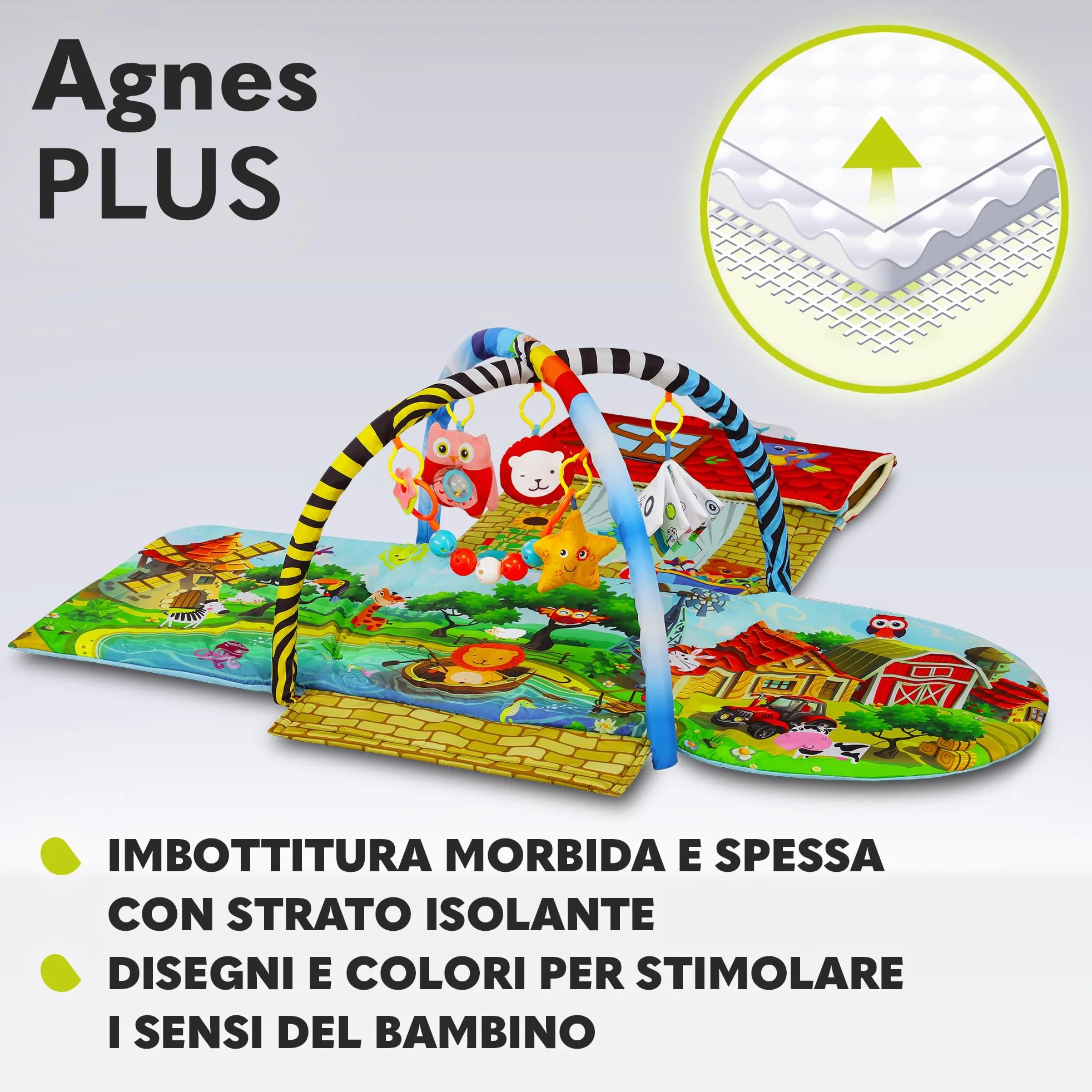 lionelo Agnes Palestrina 2 in 1 con Tappetino Evolutivo 142 x 142 cm | Dalla Nascita, Casetta, Massaggiagengive, Giochi Pendenti, Libricino Interattivo, Sonagli, Sviluppa i Sensi