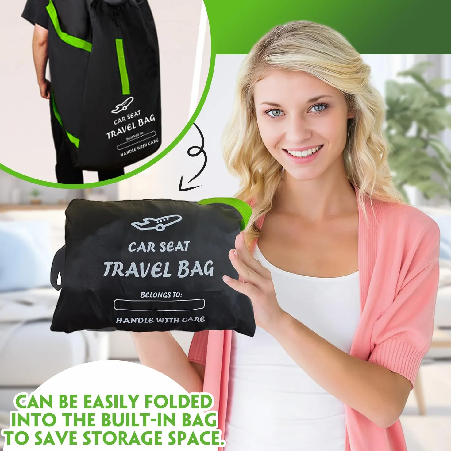 Borsa da Viaggio per Passeggino, Borsa da Viaggio per Seggiolino Auto, Borsa per Seggiolino Auto Pieghevole, Borsa da Viaggio Trasporto Passeggino, Borsa Seggiolino Auto per Aereo Viaggio