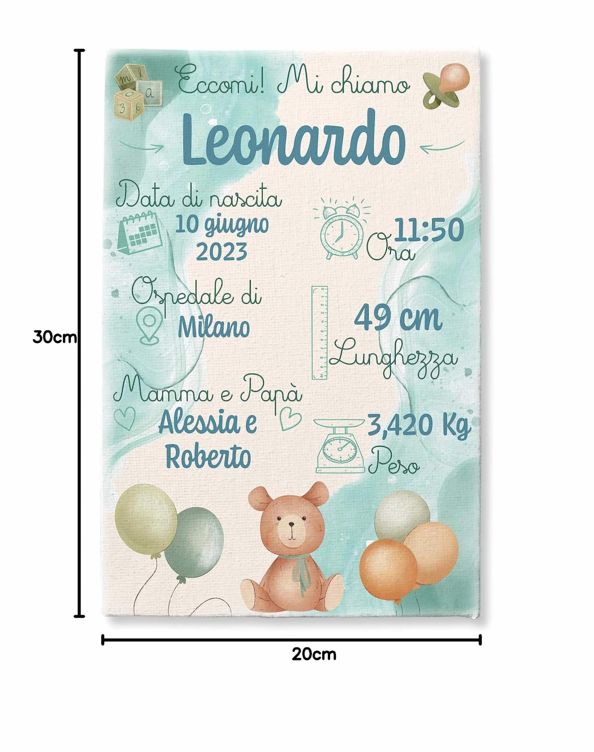 Generico Quadretto Nascita Bimbo e Bimba | Tela per Nascita Neonato | Regalo bambini in Tela | Regalo personalizzato
