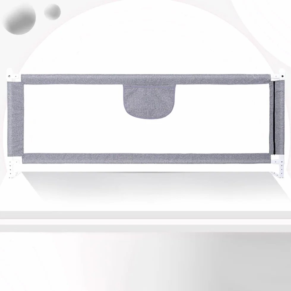 Bed Rail, Barriera del letto per bambini, pieghevole, Barriera di sicurezza per bambini, tessuto a rete/E, 2 m, grigio