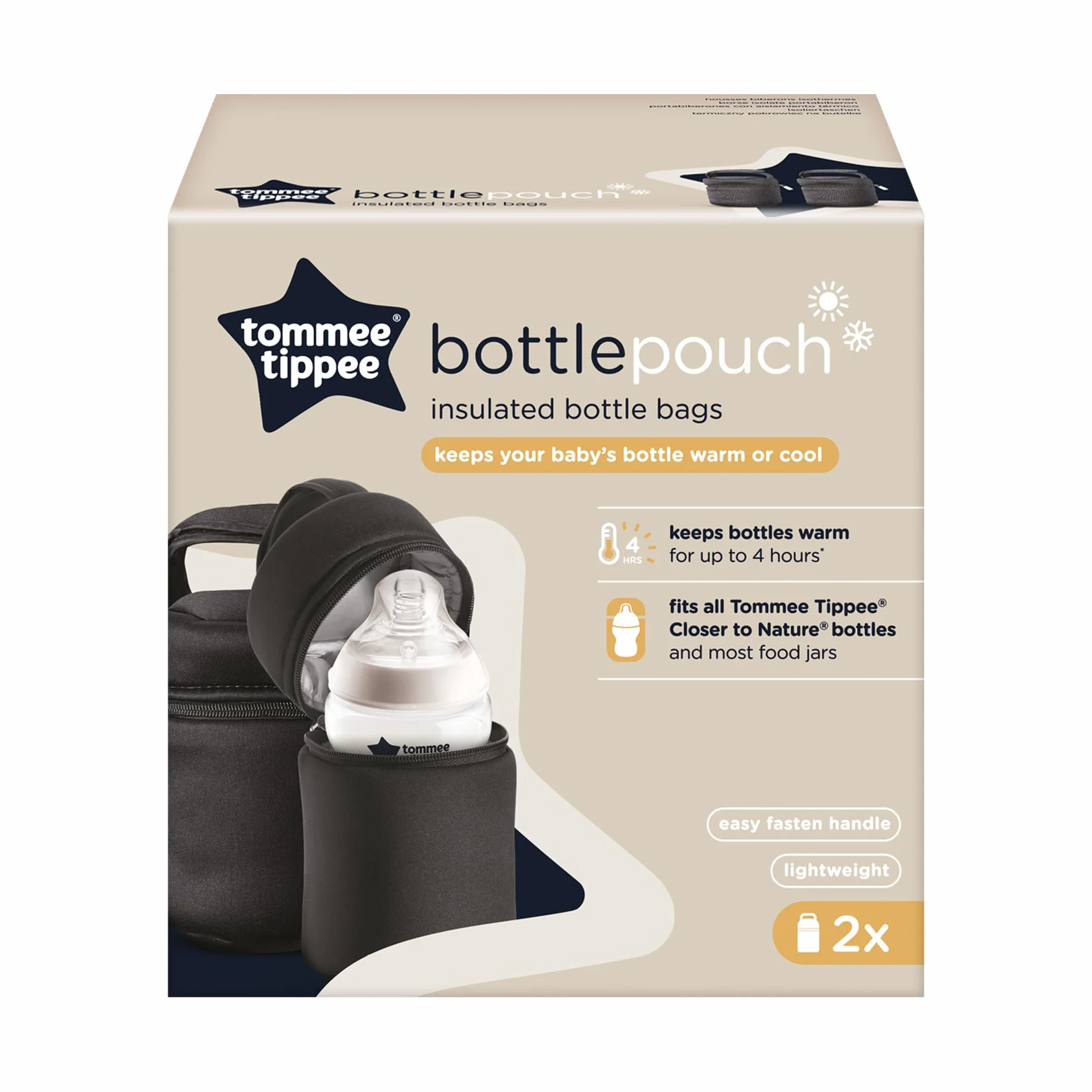Tommee Tippee Portabiberon termici per biberon Natural Start, confezione da 2, portatili e leggeri, mantengono l’acqua calda o fredda, con cinghia regolabile