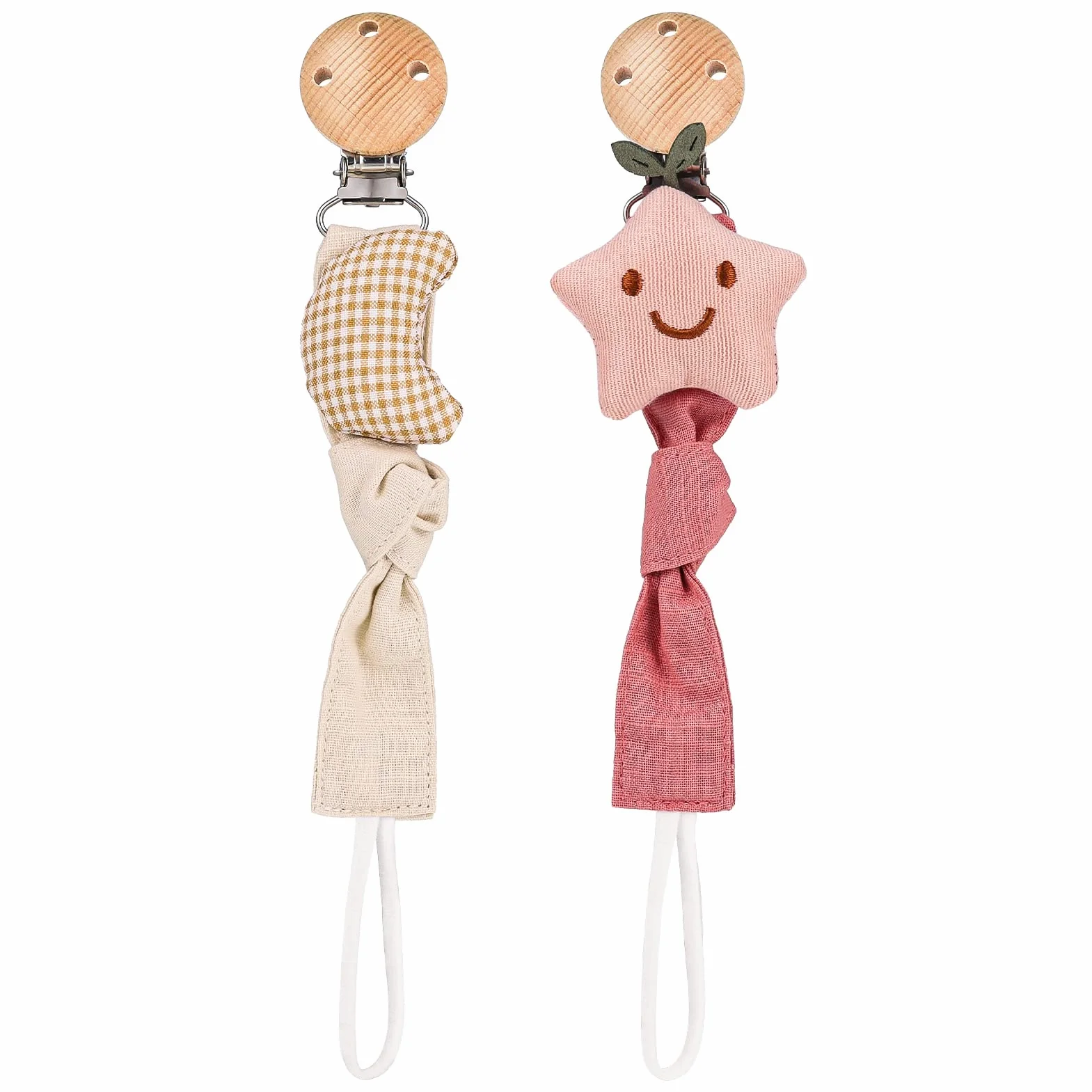 Bohoman Catenella Portaciuccio, 2 PCS Clip per Ciuccio Neonato Catena per ciuccio Bambino Clip Ciuccio Corda per Ciuccio con Clip per Ragazzi e Ragazze Lavabile Adatto a Tutti i Ciucci