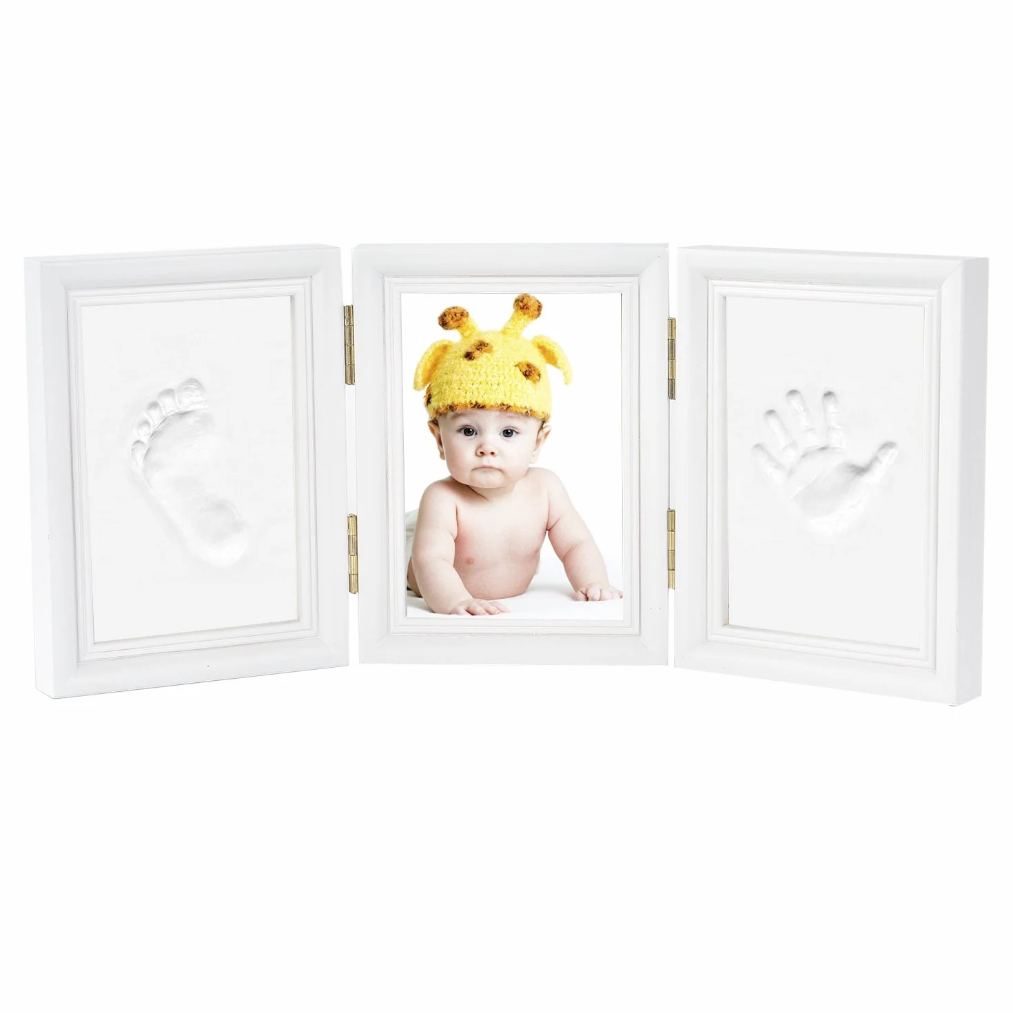 Cornice con Impronte Neonato - Newlemo Impronta Mani e Piedi Neonati - Kit Impronte Neonato per Bambini Regalo Originale e Regalo per il Battesimo (3 Pezzi, Bianco)