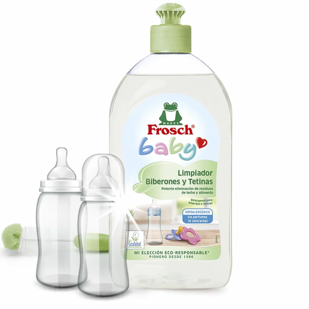 Frosch Baby - Detergente per biberon e tettarelle, rimuove residui di latte e cibo, prodotto ipoallergenico ed ecologico, confezione da 8 pezzi x 500 ml