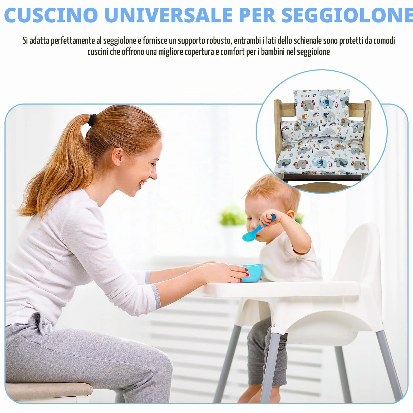 Cuscino per Seggiolone per Bambini per Stokke Tripp Trapp, Set di 2 Cuscini Impermeabili per Seggiolone, Cuscino Seduta Morbido Rimovibile per Neonati, Facile da Pulire, Facile da Fissare