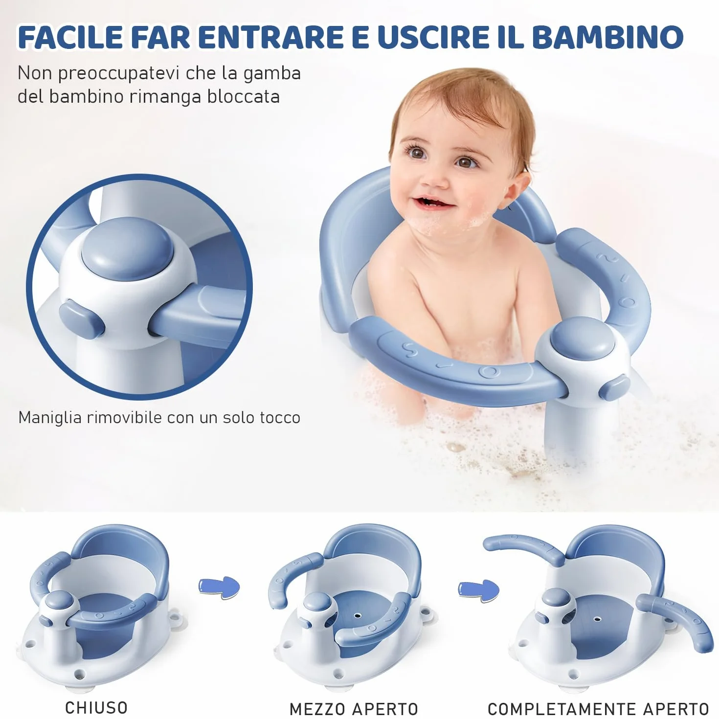 Seggiolino per vasca da bagno per neonati/bambini, per bambini da 6 a 12 a 24 mesi, essenziale per il bagnetto, ottimo regalo per neonati e neomamme