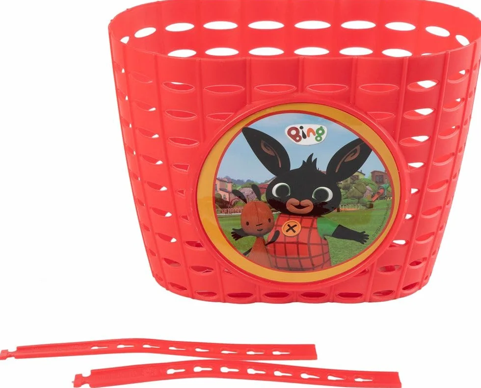 Cestino portaoggetti ciclo bambino unisex con coniglietto Bing rosso per bicicletta