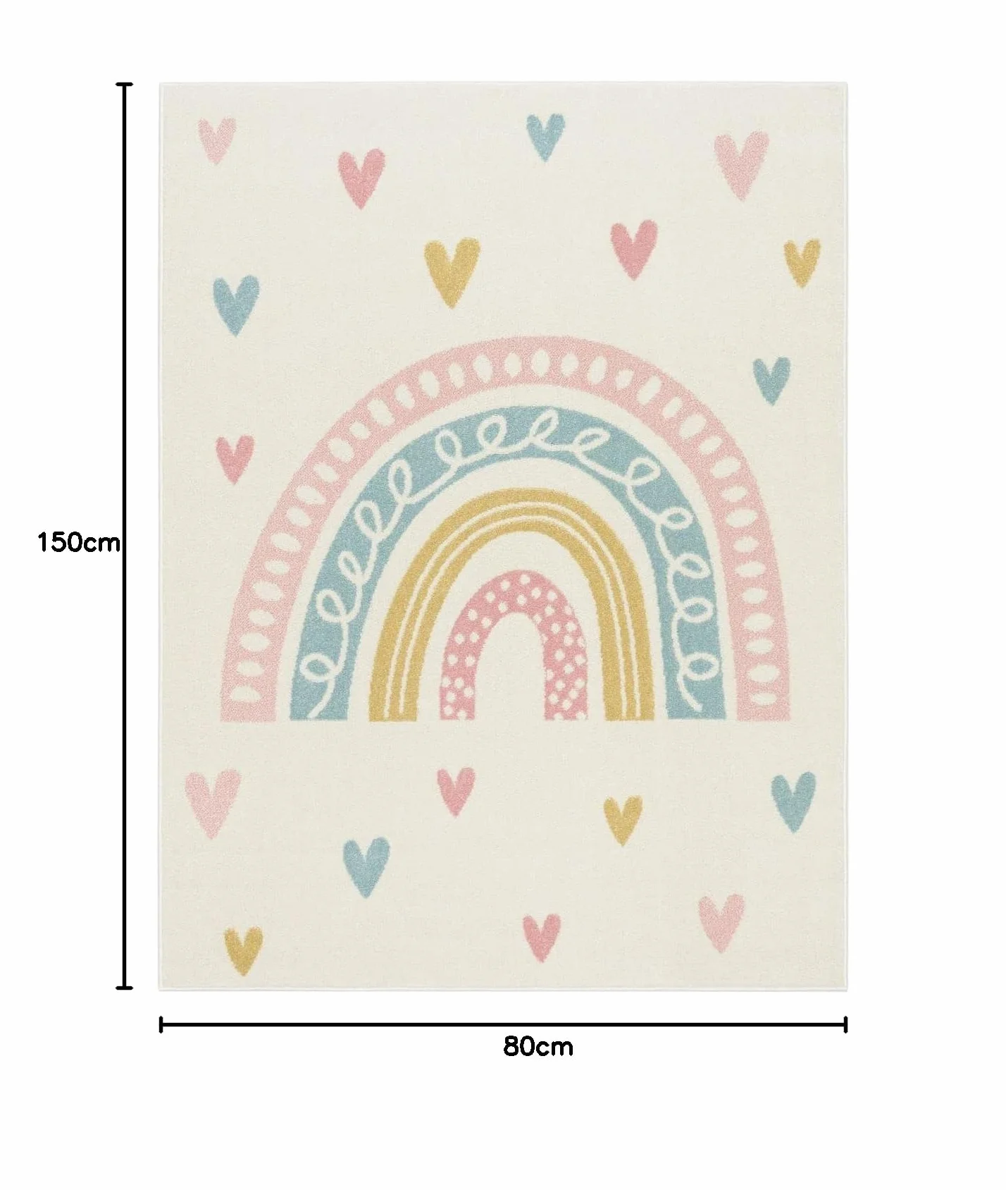 TT Home Tappeto Bambini Cameretta Bambina Ragazzi Moderno Arcobaleno Nuvola Motivo Con Animale Colorato, Colore:Crema4, Dimensione:80x150 cm