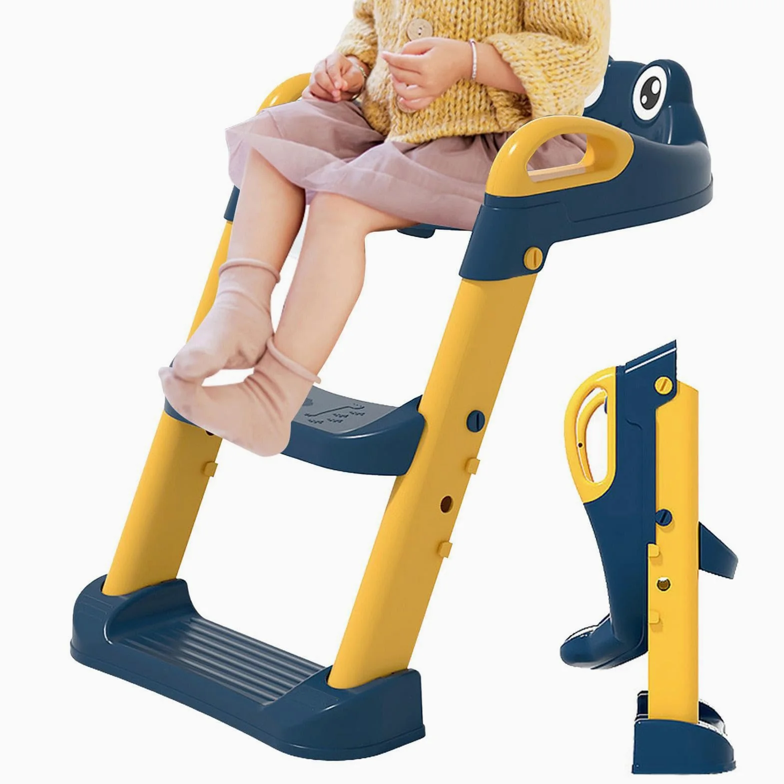 Seggiolino per addestramento al vasino con gradino | Sedile per WC per | bambini Sedia per addestramento al vasino antiscivolo | Sedile per WC sicuro portatile per bambini piccoli
