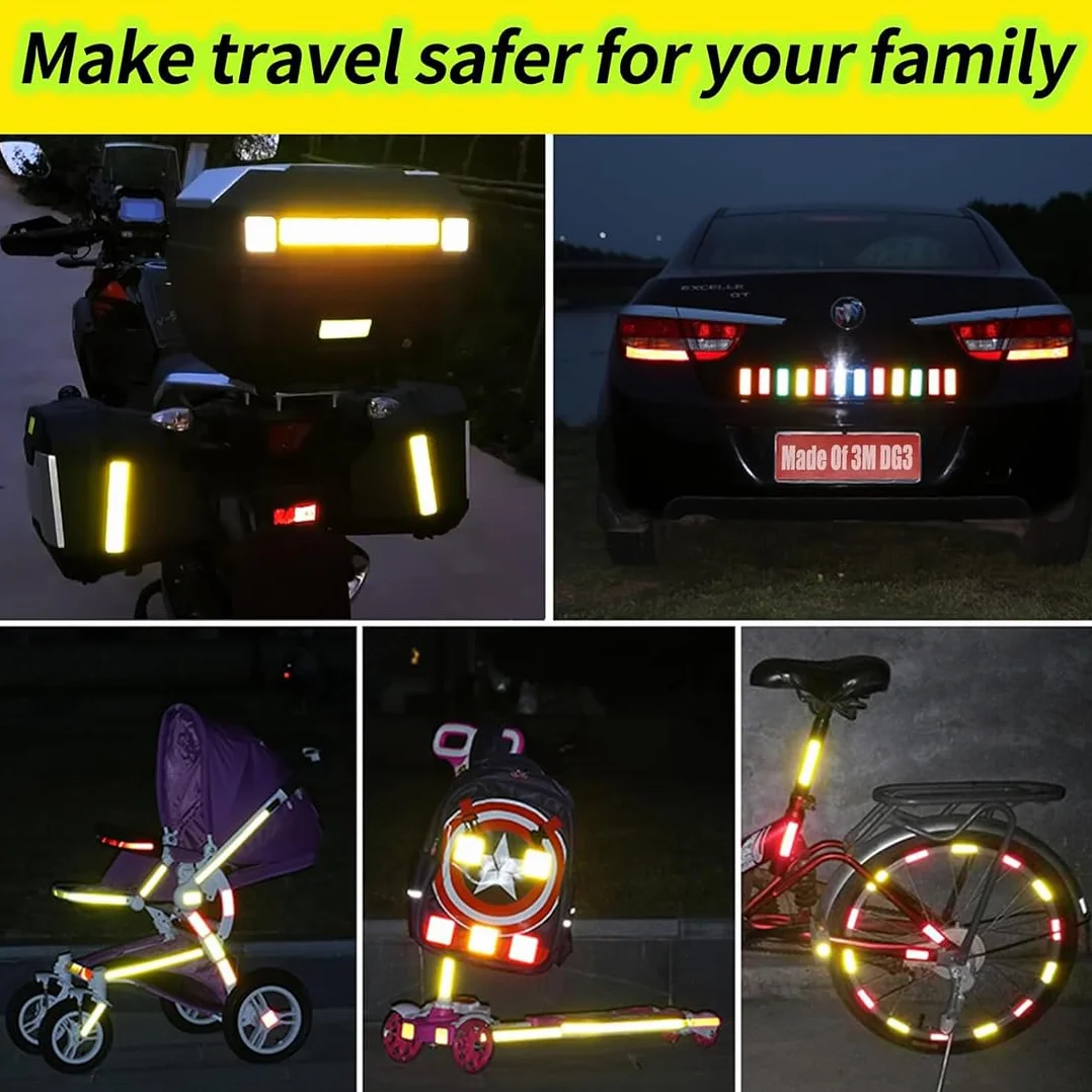 20 Pezzi Catarifrangenti per Passeggini, Sicurezza Catarifrangente Adesivo Universale, Adatto a tutti i passeggini, zaini, biciclette, sedie a rotelle - giallo neon