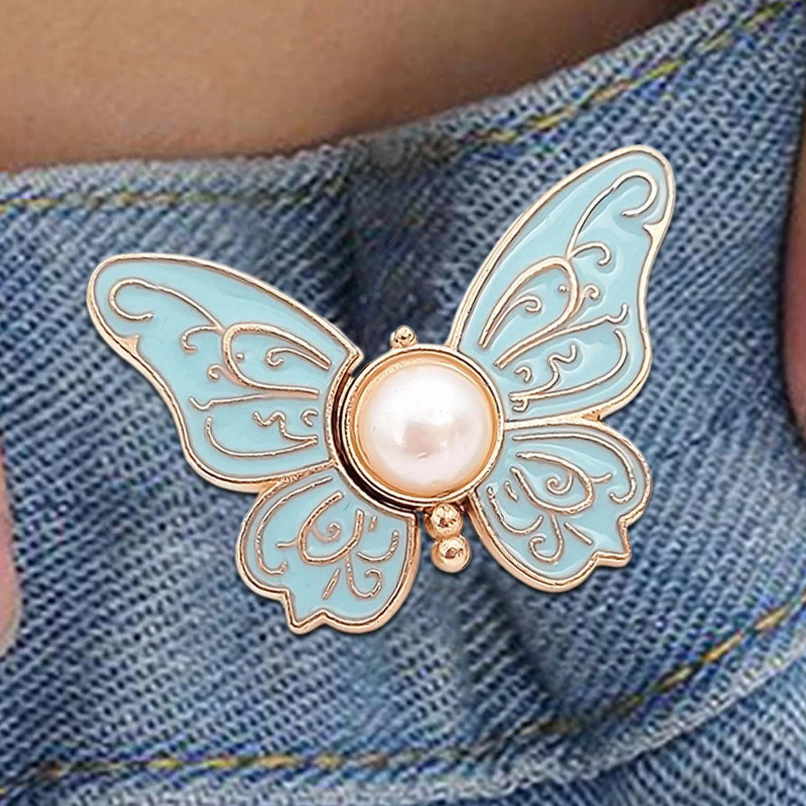 Generico Riduttori Vita Pantaloni | Bottoni Spille per Jeans Larghe a Forma Farfalla - 8 Pezzi Clip Alluminio Amovibili Riutilizzabili per Abiti Collo Cappotti Bluse