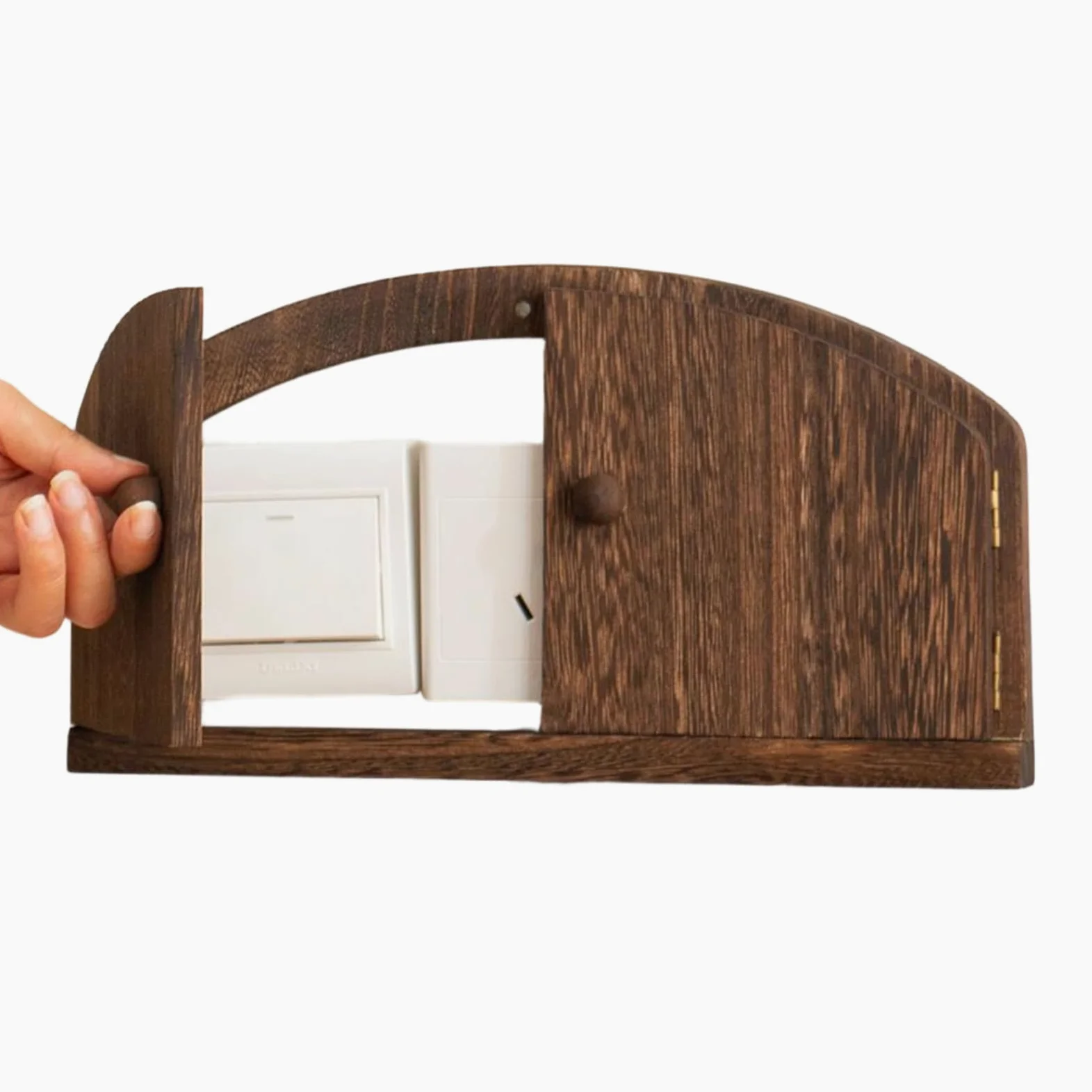 Copriprese da Parete in Legno Decorativo in Legno Rustico Senza Forature | Copriplacca con Porta Fatata Per Arredo Interni Soggiorno Camera Bebè Appartamento Dormitorio Ufficio Scuola Bambini Anim