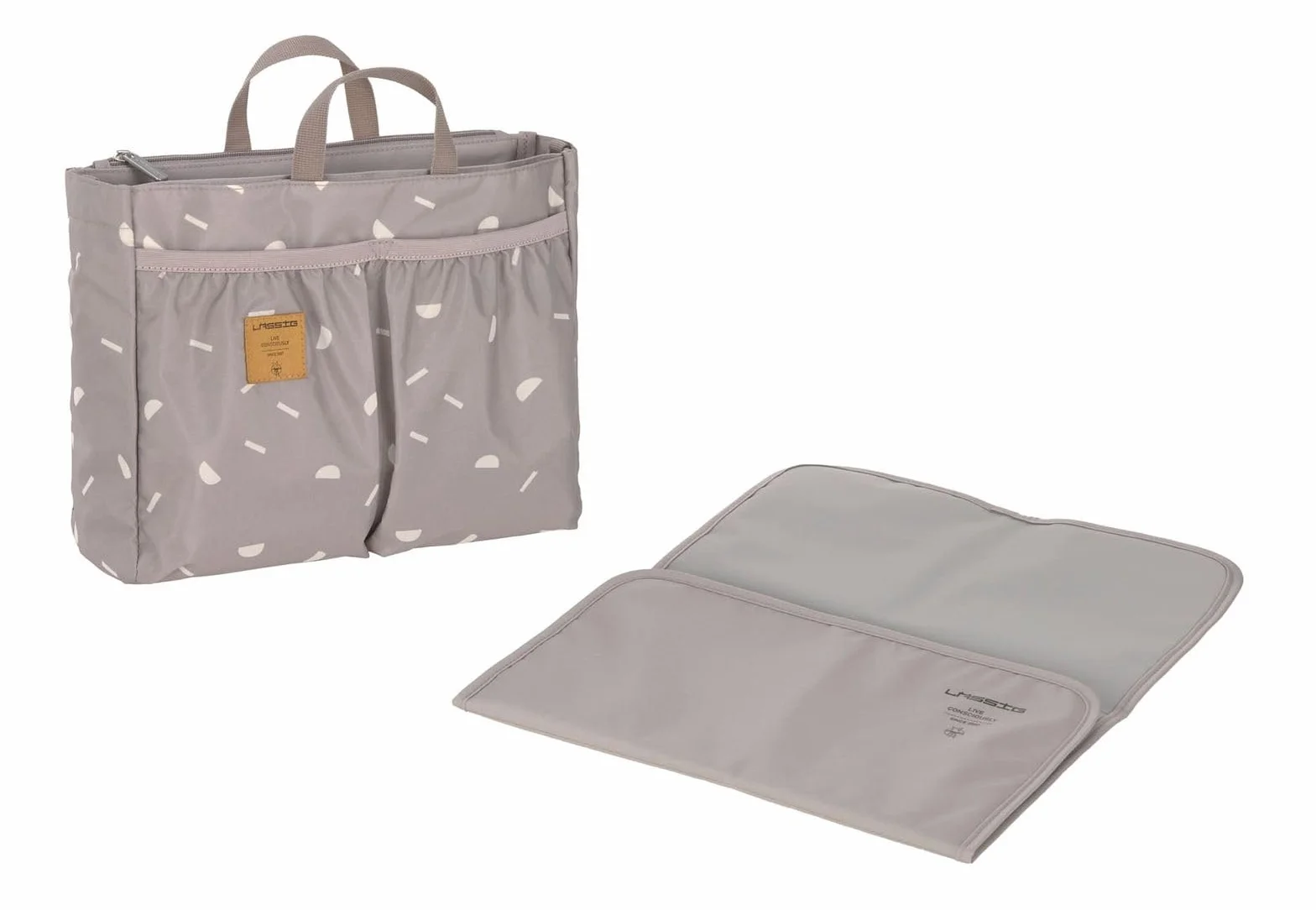 Lässig Organizzatore per passeggini per bambini Borsa per pannolini Borsa fasciatoio Piccola borsa per la toilette incl. Fasciatoio/Multitalent Organizer Blocks taupe, av2022, cd20dee2