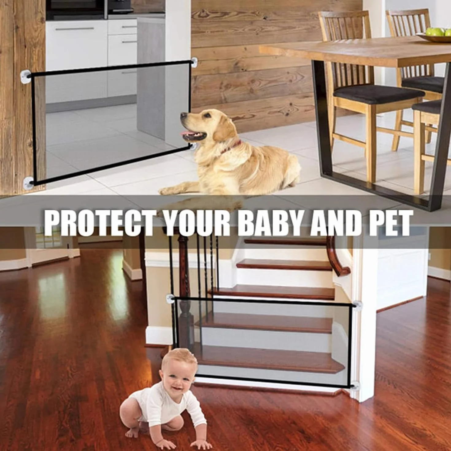 Barriera di Sicurezza Estensibile,Portatile Pieghevole Dog barriera di sicurezza,Cancelletto Portatile Pieghevole in Rete per Cani, animali domestici con base autopulente,Barriera (180 * 72 cm)