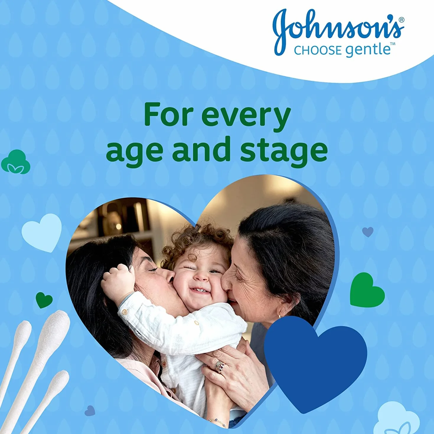 Johnson's Baby-Pure Cotton Buds 200, confezione da 6