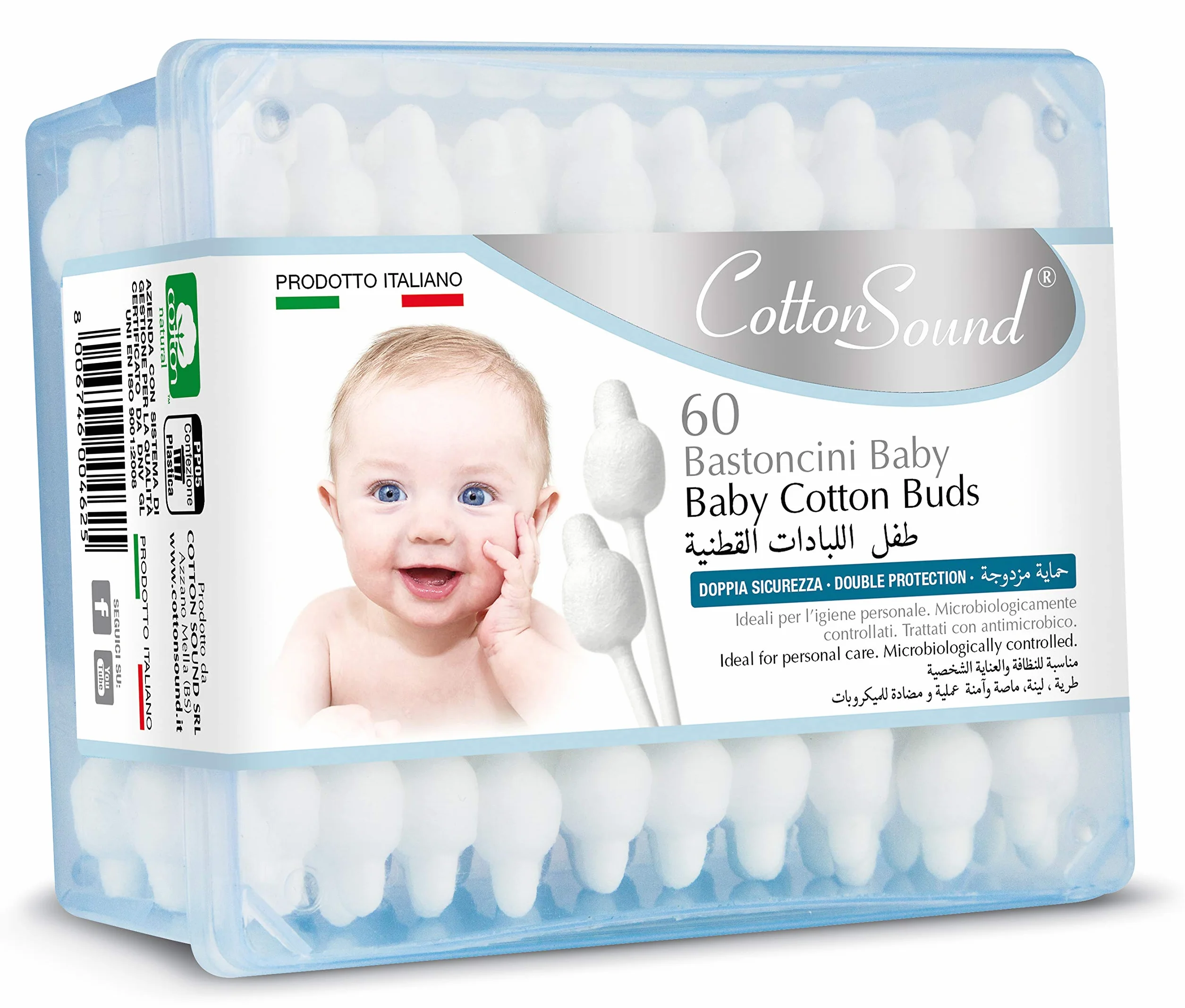 COTTON SOUND Bastoncini Orecchie 60 Pezzi Bambino Prodotto Per Igiene Personale