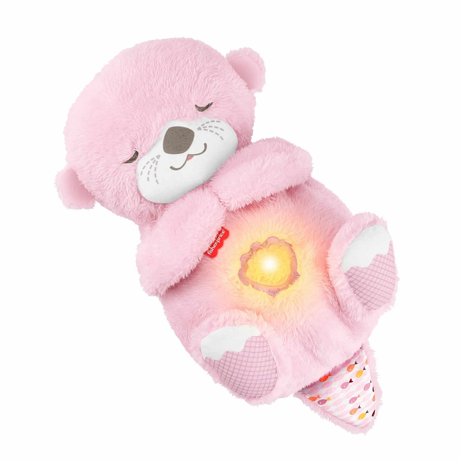 Fisher-Price - Lontra Rosa Soffice Relax, Peluche sensoriale Portatile con Movimento respiratorio e luci calmanti, Melodie per Il Sonno del Neonato, Giocattolo per Bambini, 0+ Mesi, JLJ33