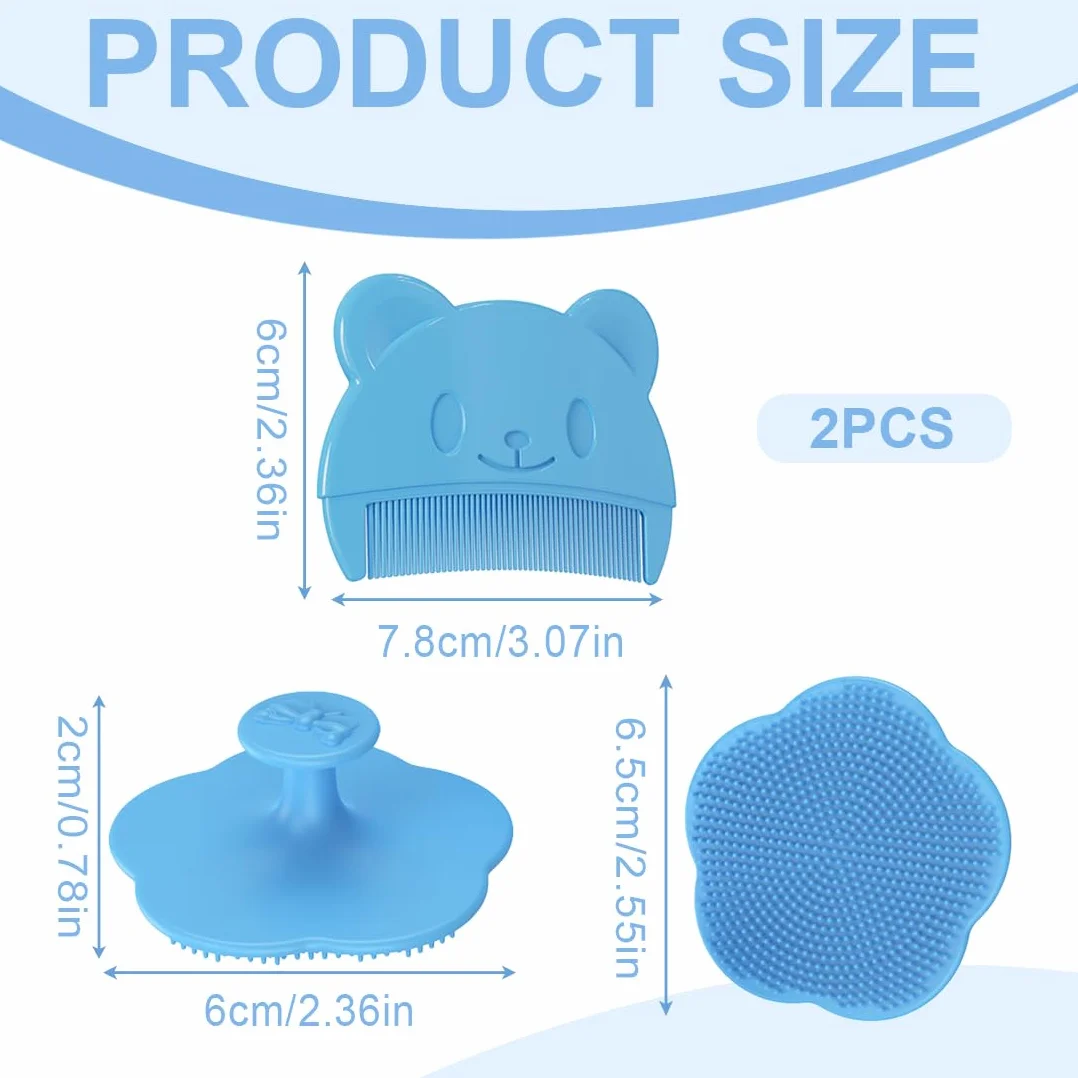 SGERUFZ 2 pezzi pettine per rimuovere crosta lattea del bambino, morbido in silicone, spazzola e pettine per bambino, spazzola shampoo + pettine per la tua ragazza