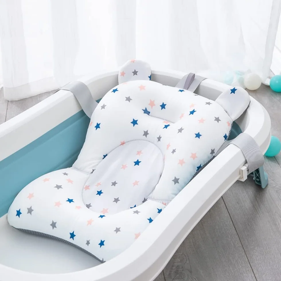 Cuscino Bagnetto Neonato + Tazza da Bagno, Riduttore Vasca da Bagno Neonato, Supporto vaschetta Universale, Materassino Bagnetto Antiscivolo, Confortevole e Morbido