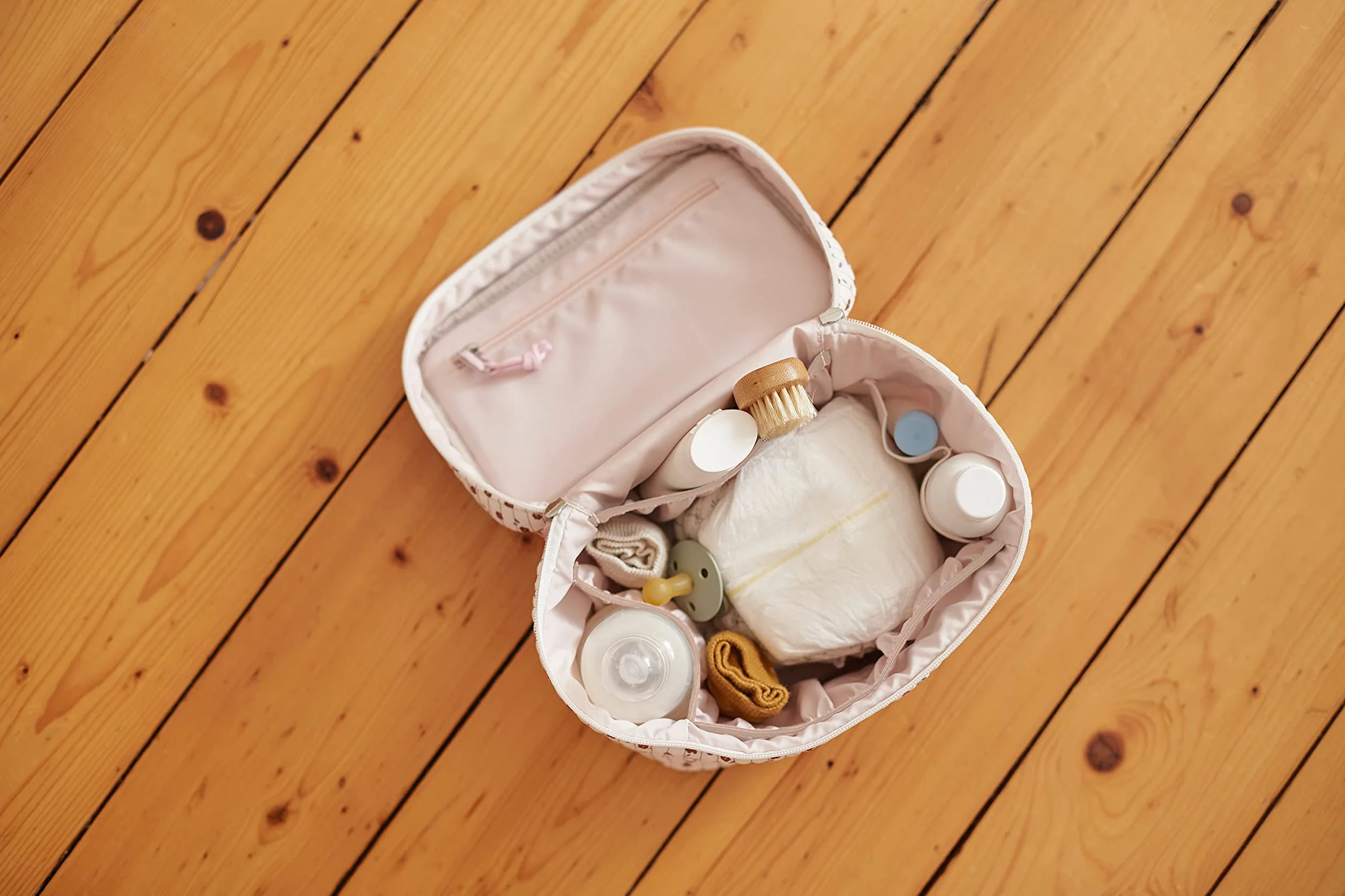 LÄSSIG Organizzatore per fasciatoio Organizzatore per pannolini da portare con sé/Casual Nursery Caddy To Go Flowers White
